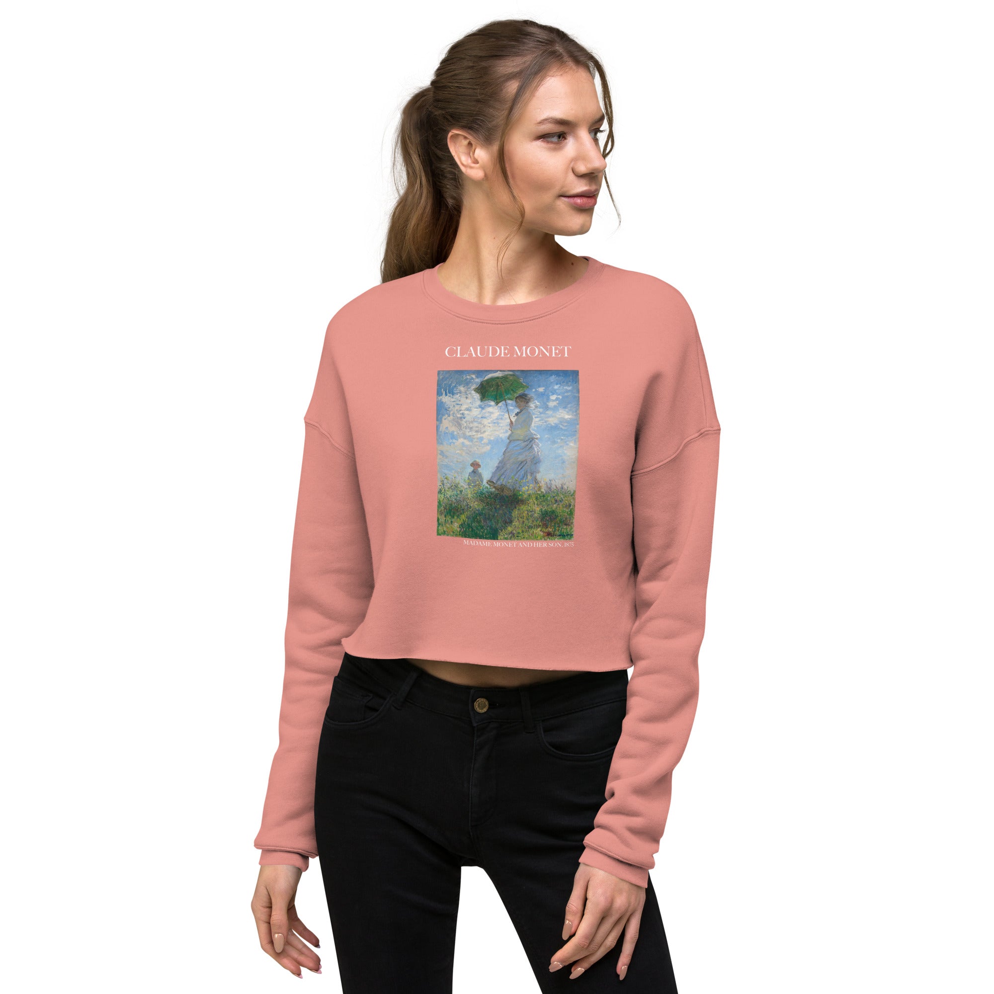 Claude Monet 'Madame Monet und ihr Sohn' Berühmtes Gemälde Kurzes Sweatshirt | Premium Art Kurzes Sweatshirt