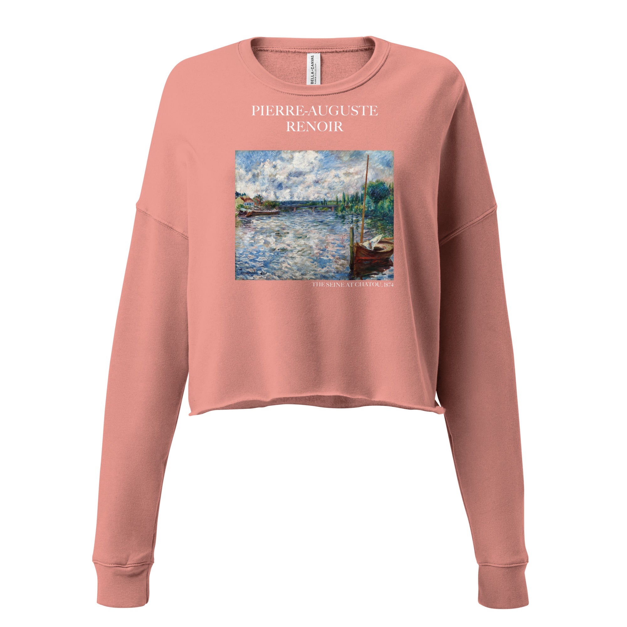 Pierre-Auguste Renoir 'The Seine at Chatou' Famous Painting Cropped Sweatshirt | Premium Art Cropped Sweatshirt