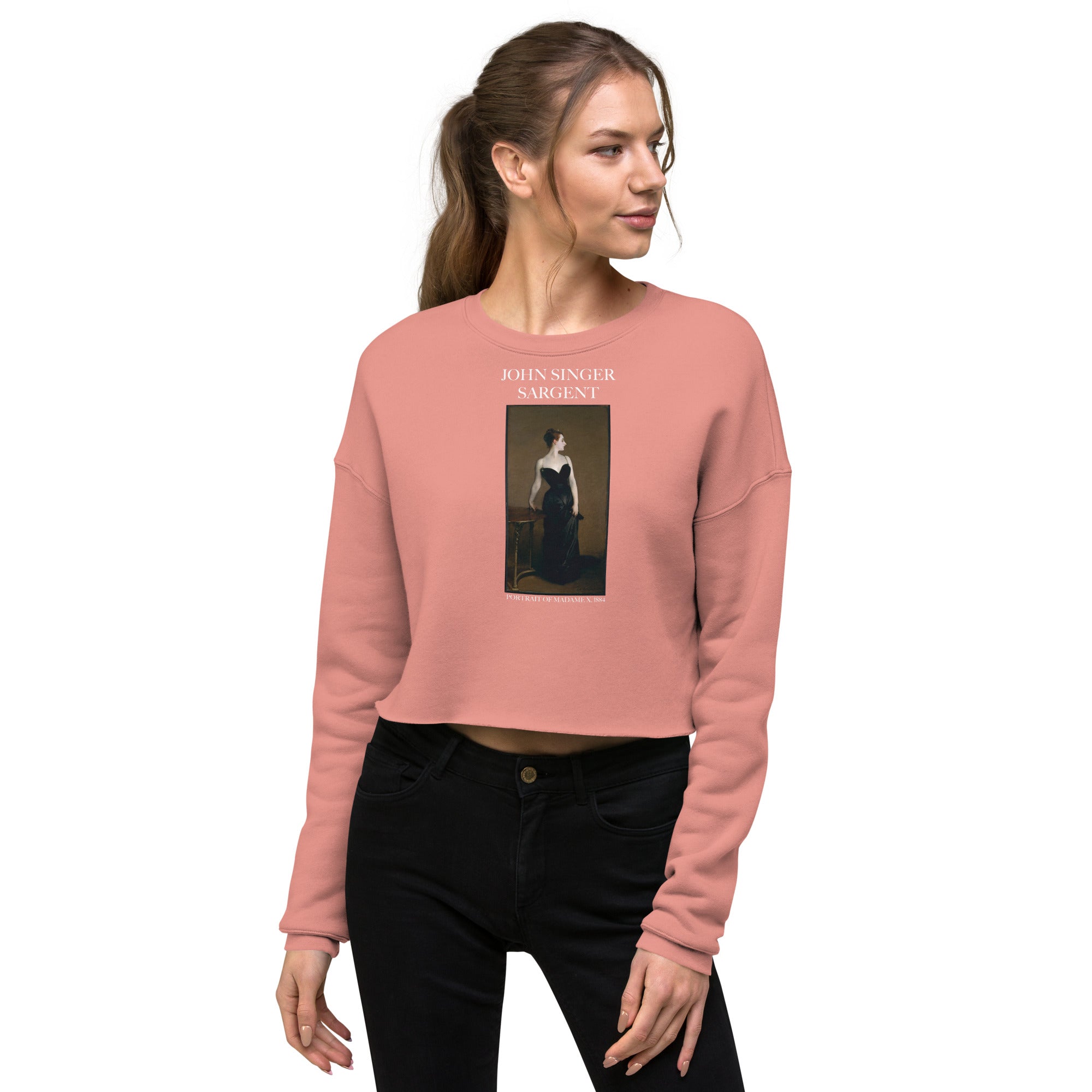 John Singer Sargent 'Portrait of Madame X' Famous Painting Cropped Sweatshirt | Premium Art Cropped Sweatshirt