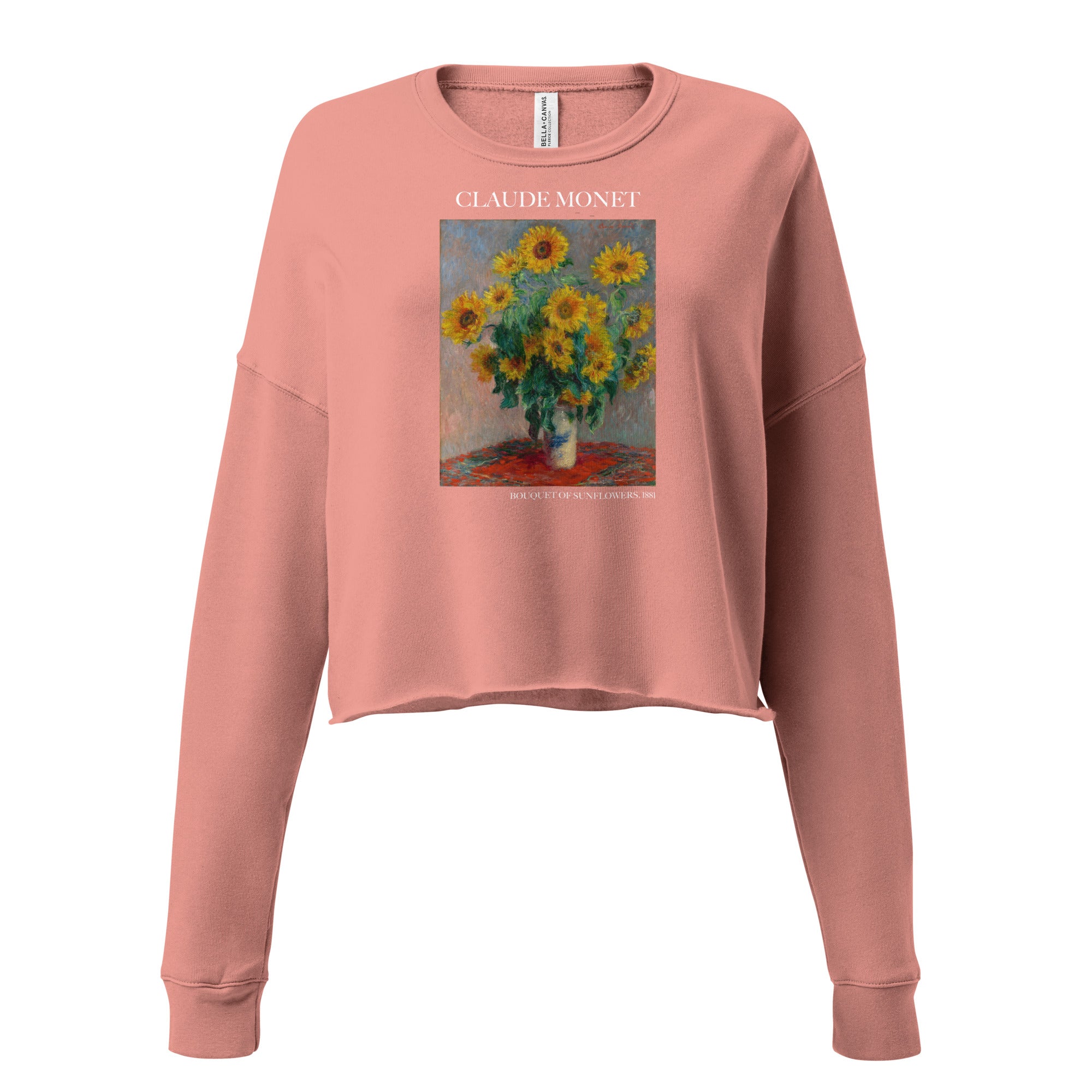 Claude Monet 'Bouquet of Sunflowers' Famous Painting Cropped Sweatshirt | Premium Art Cropped Sweatshirt