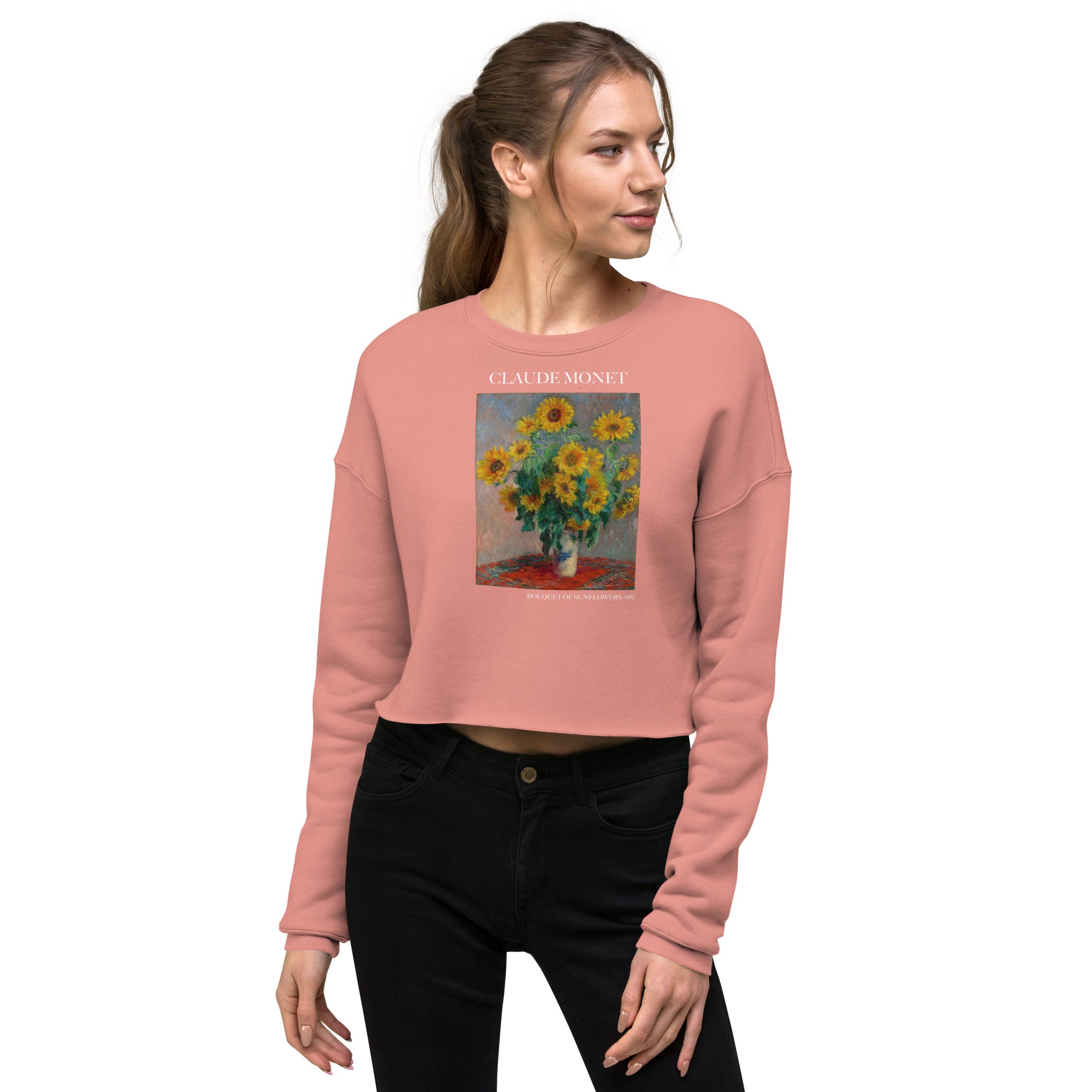 Claude Monet 'Sonnenblumenstrauß' Berühmtes Gemälde Kurzes Sweatshirt | Premium Art Kurzes Sweatshirt