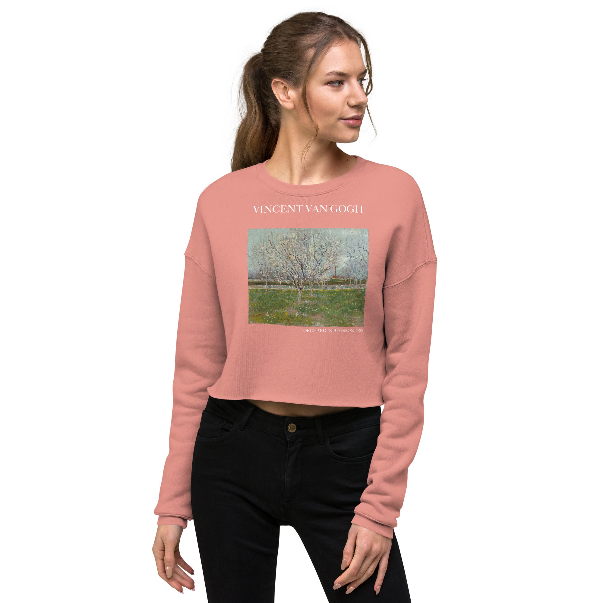 Vincent van Gogh 'Orchard in Blossom' Famous Painting Cropped Sweatshirt | Premium Art Cropped Sweatshirt