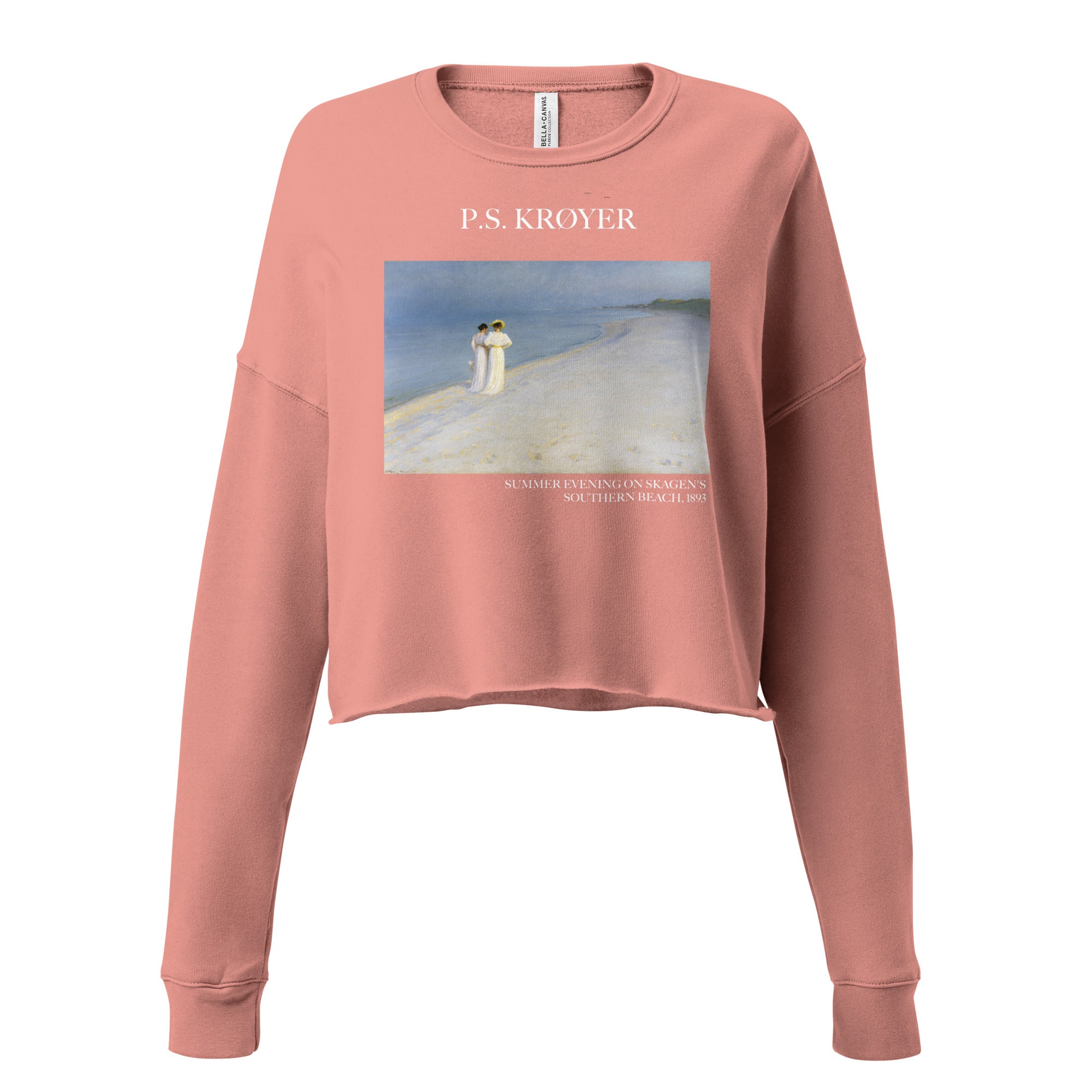 P.S. Krøyer 'Summer Evening on Skagen's Southern Beach' Famous Painting Cropped Sweatshirt | Premium Art Cropped Sweatshirt