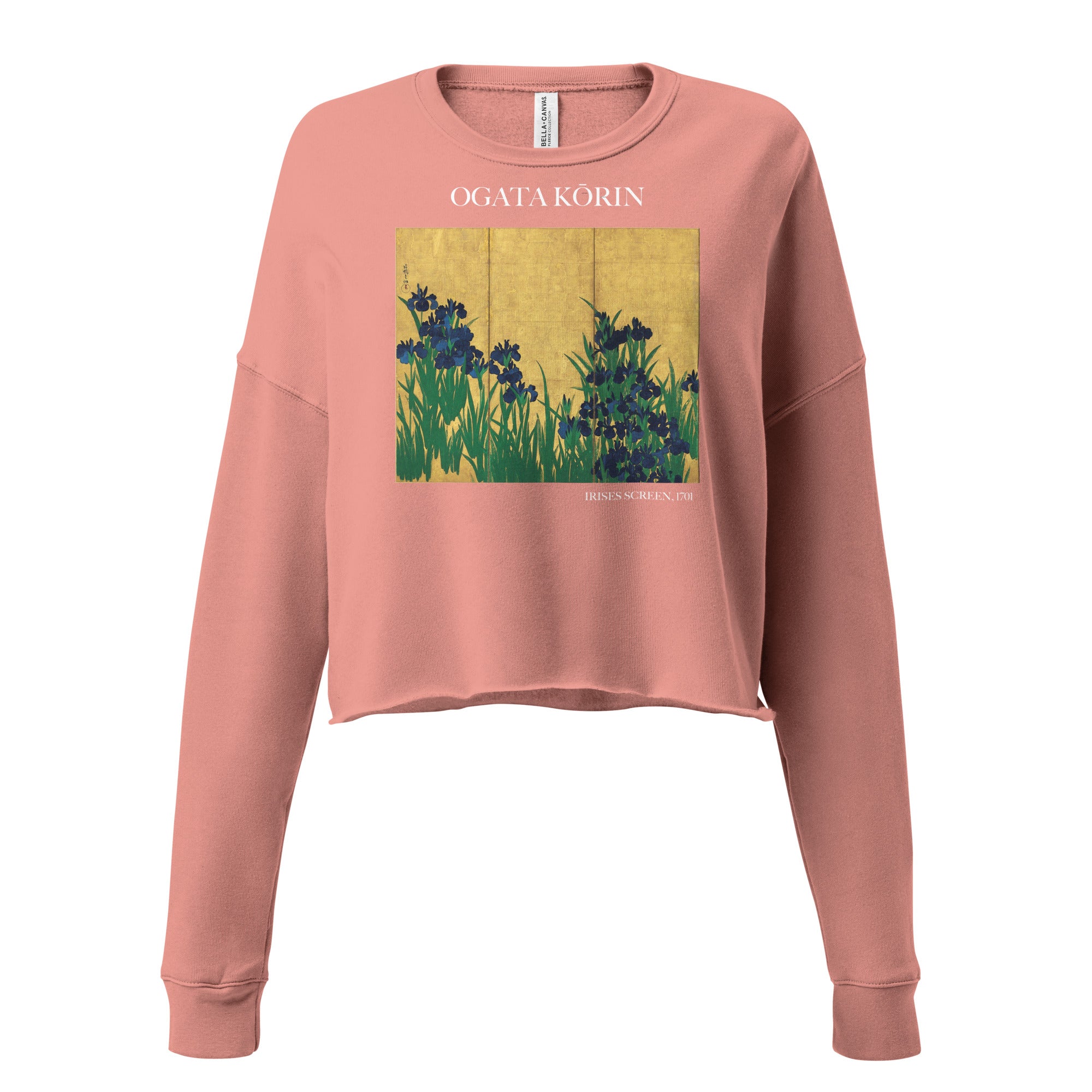 Ogata Kōrin 'Irises Screen' Famous Painting Cropped Sweatshirt | Premium Art Cropped Sweatshirt