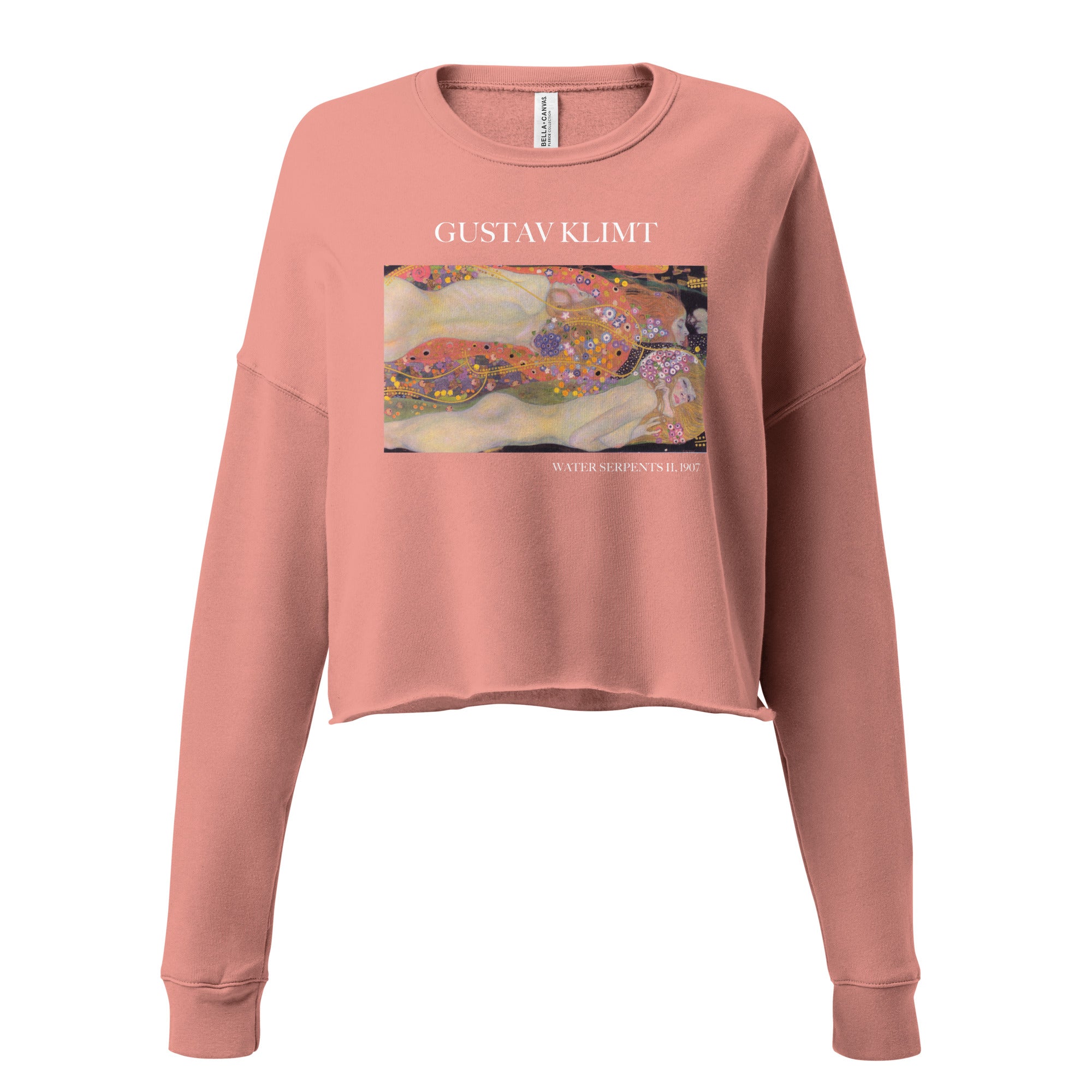 Gustav Klimt 'Water Serpents II' Famous Painting Cropped Sweatshirt | Premium Art Cropped Sweatshirt