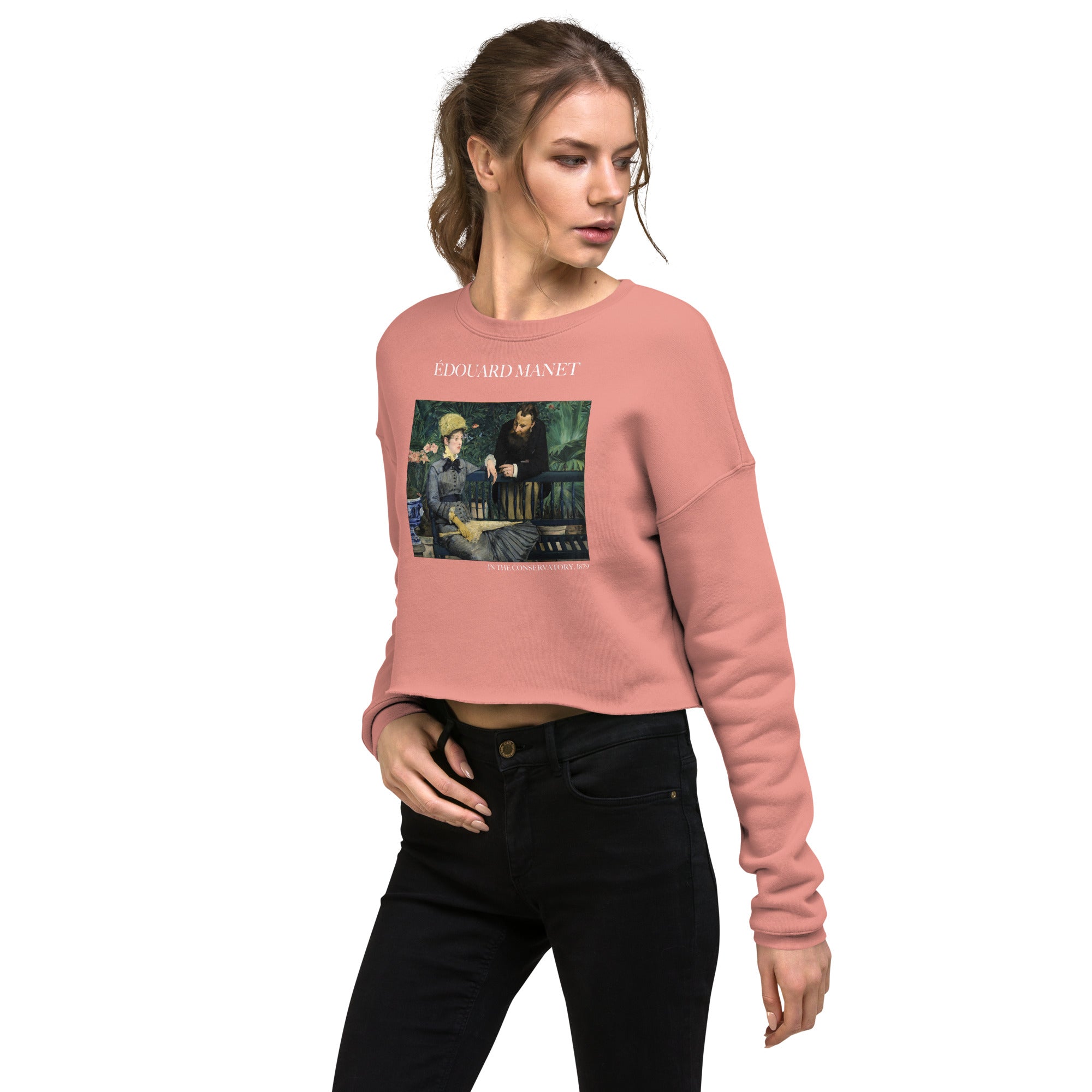 Édouard Manet 'In the Conservatory' Famous Painting Cropped Sweatshirt | Premium Art Cropped Sweatshirt