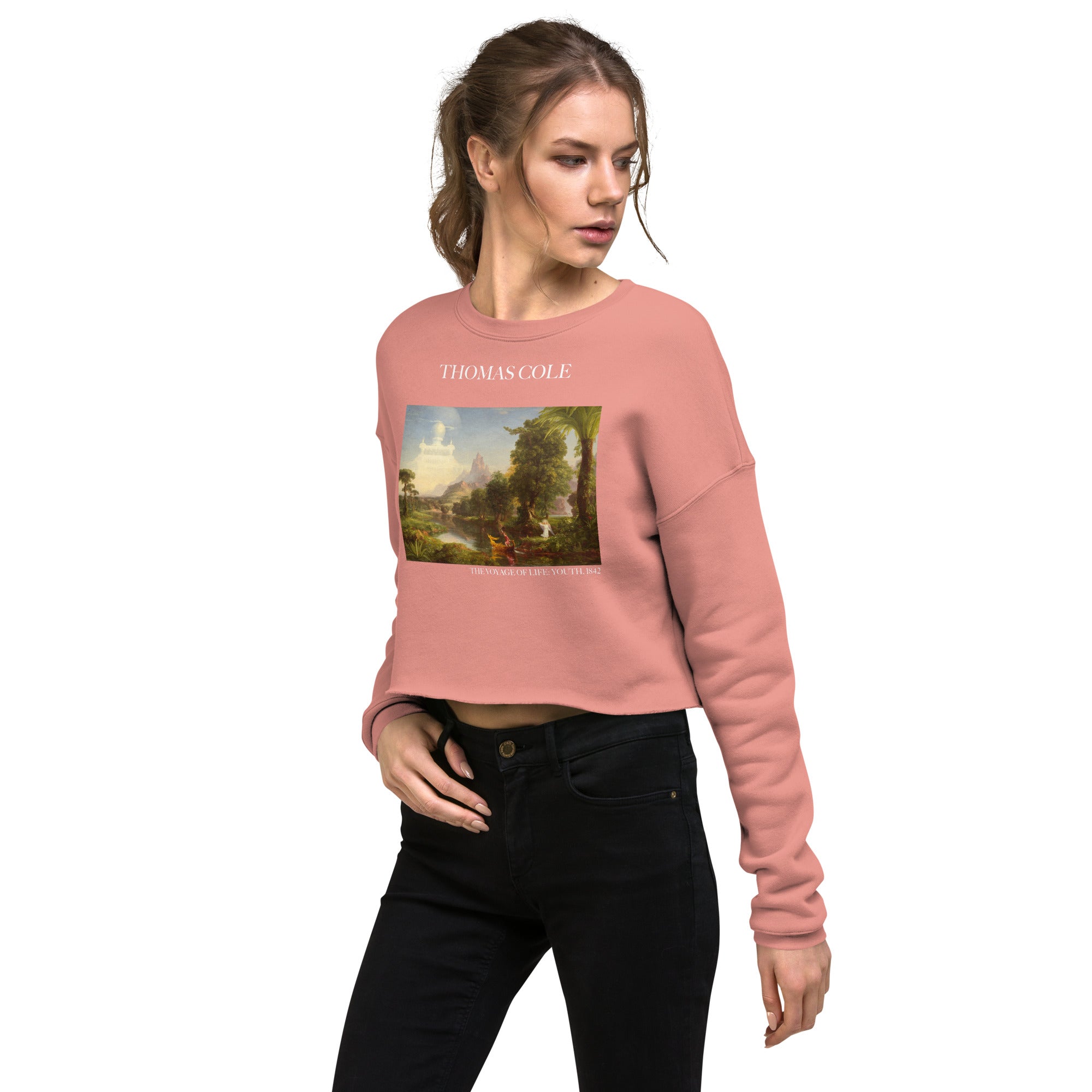 Thomas Cole 'The Voyage of Life: Youth' Famous Painting Cropped Sweatshirt | Premium Art Cropped Sweatshirt