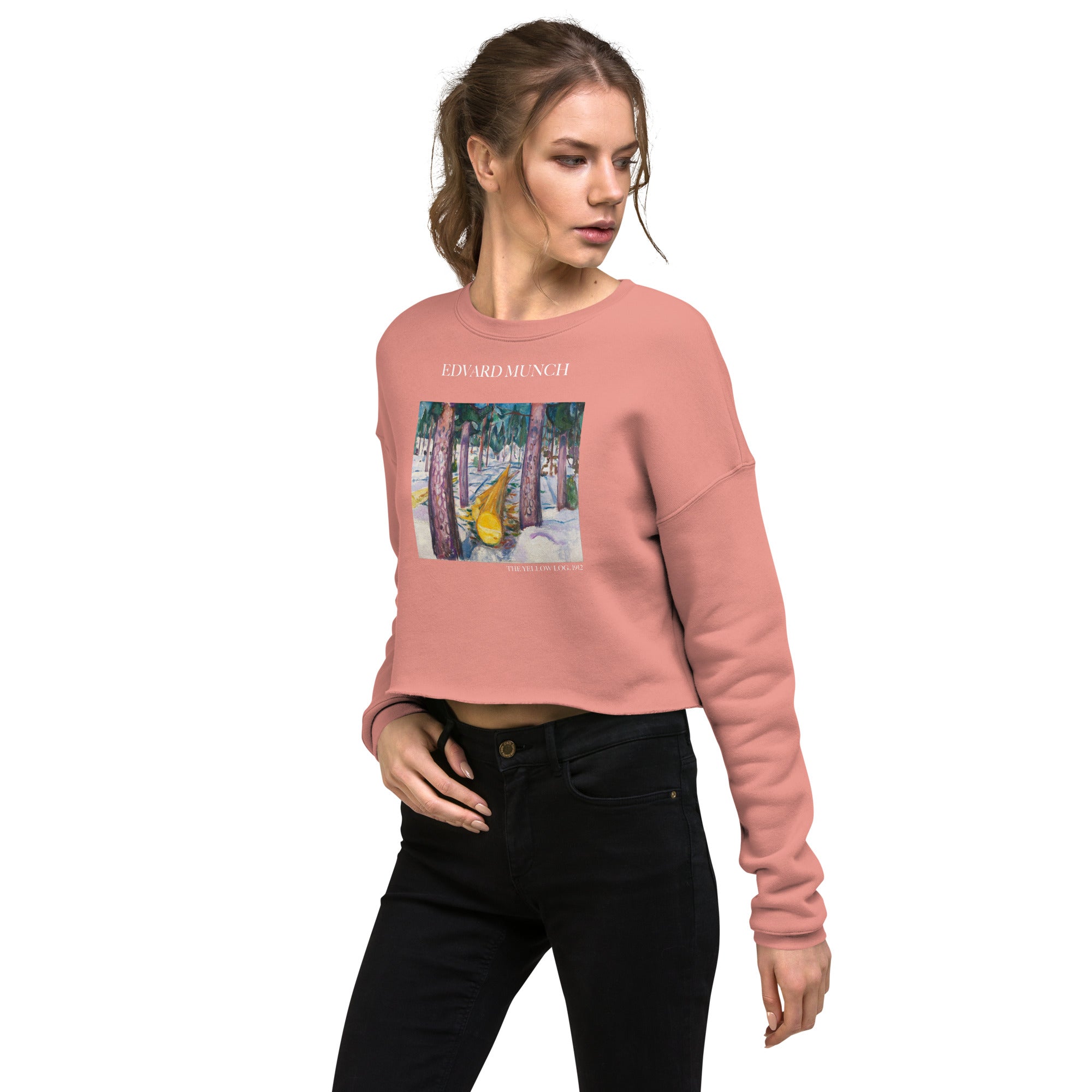 Edvard Munch 'The Yellow Log' Famous Painting Cropped Sweatshirt | Premium Art Cropped Sweatshirt