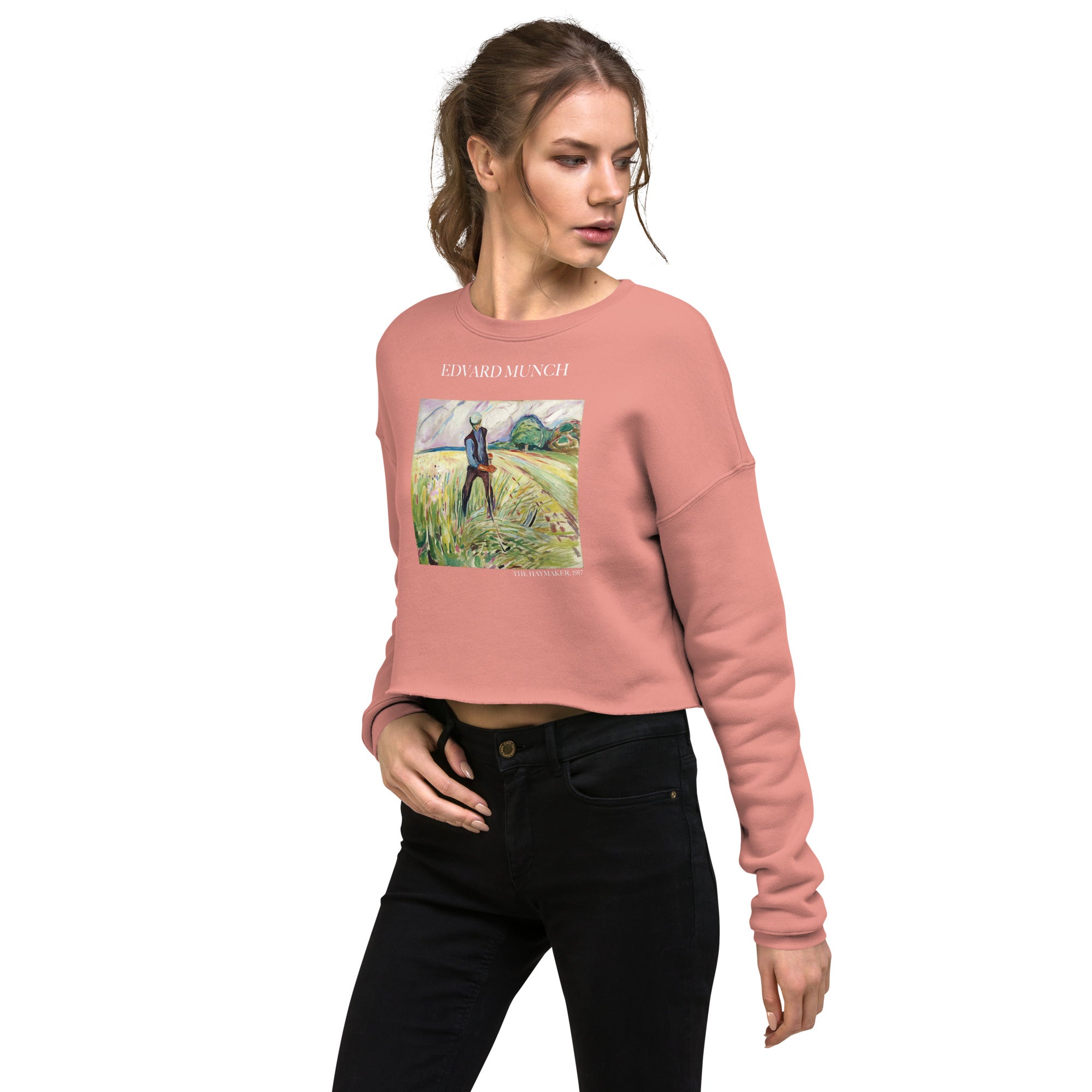 Kurzes Sweatshirt „Der Heumacher“ von Edvard Munch, berühmtes Gemälde | Kurzes Sweatshirt „Premium Art“