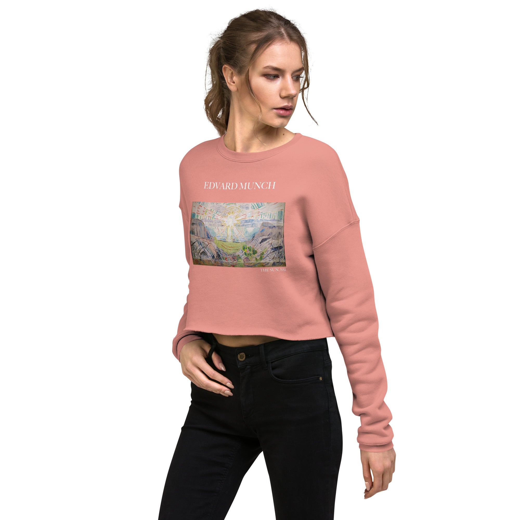 Kurzes Sweatshirt „Die Sonne“ von Edvard Munch, berühmtes Gemälde | Kurzes Sweatshirt „Premium Art“