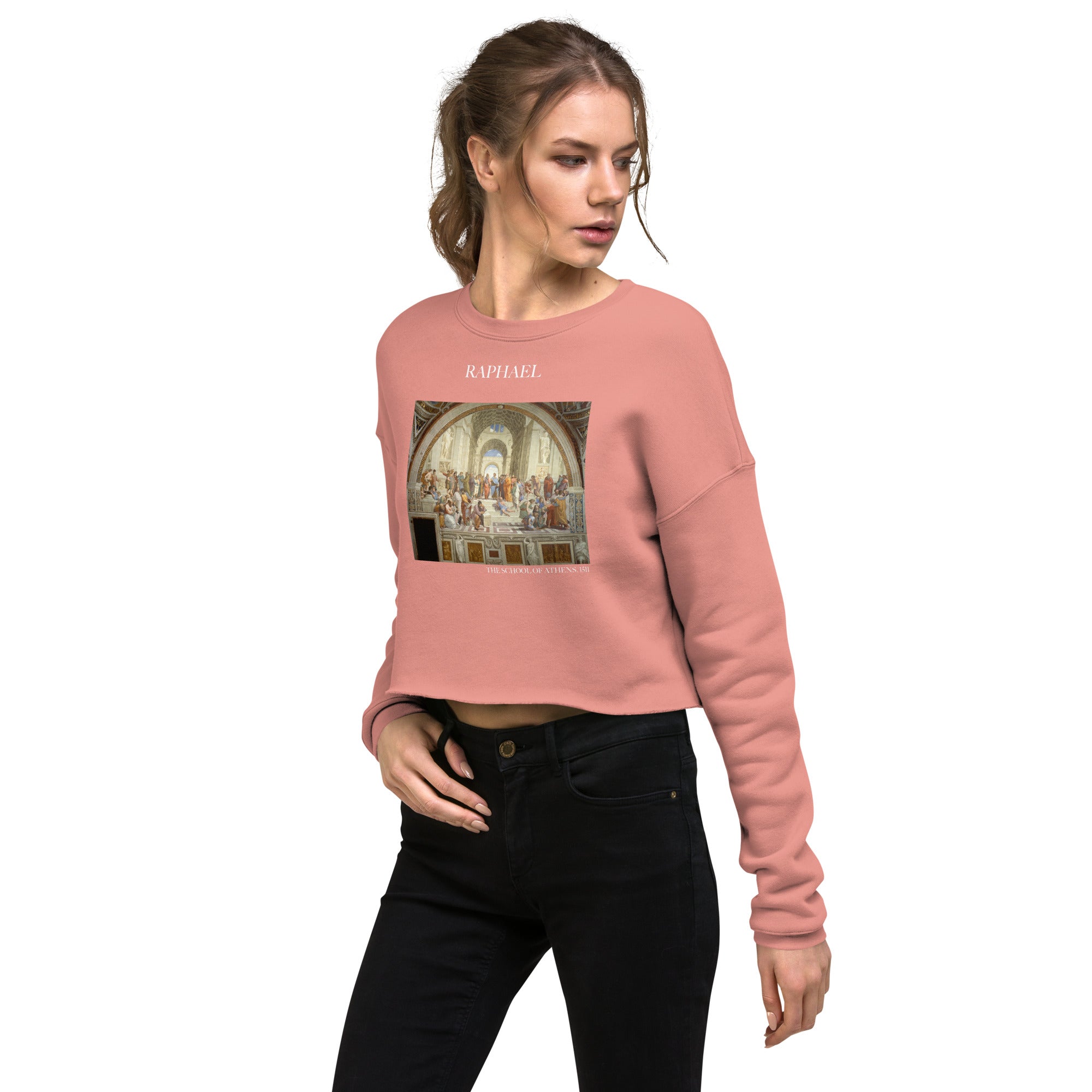 Raphael 'The School of Athens' Famous Painting Cropped Sweatshirt | Premium Art Cropped Sweatshirt