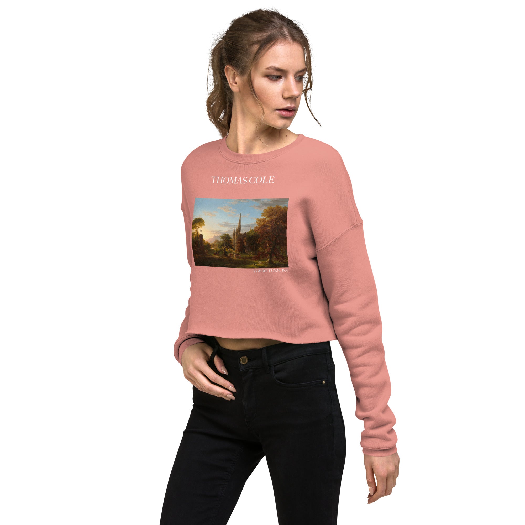 Thomas Cole 'The Return' Famous Painting Cropped Sweatshirt | Premium Art Cropped Sweatshirt