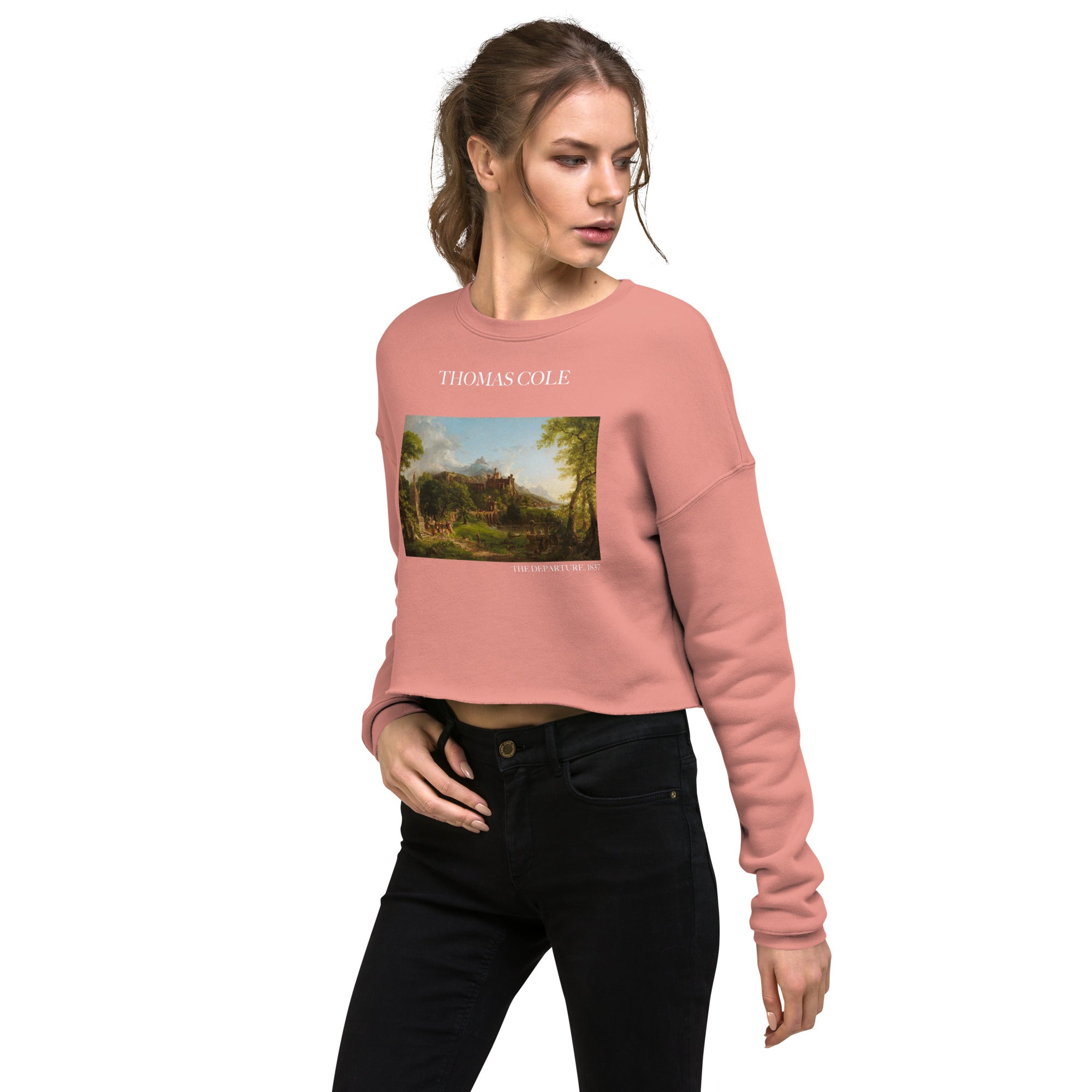 Thomas Cole 'The Departure' Famous Painting Cropped Sweatshirt | Premium Art Cropped Sweatshirt