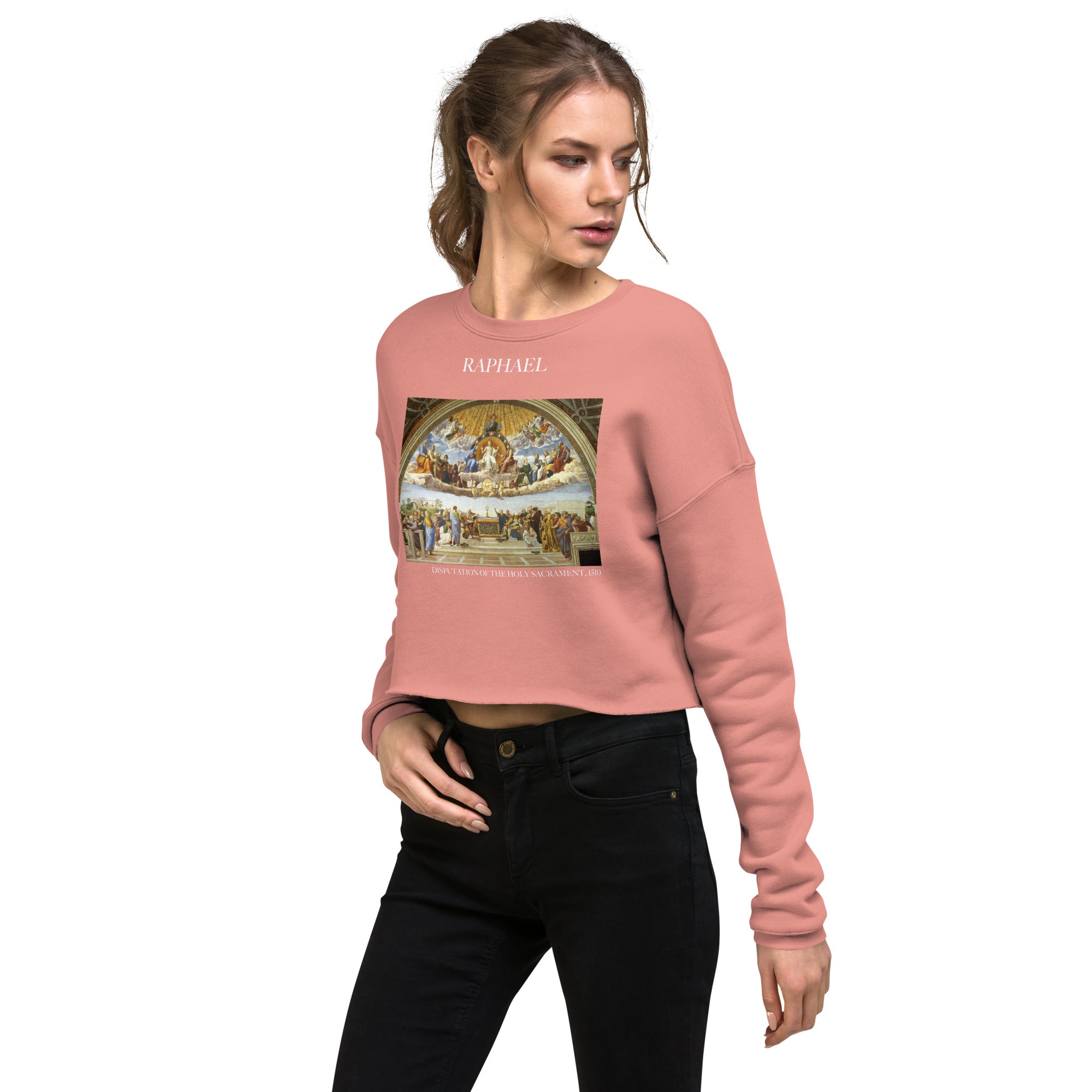 Raphael 'Disputation of the Holy Sacrament' Famous Painting Cropped Sweatshirt | Premium Art Cropped Sweatshirt