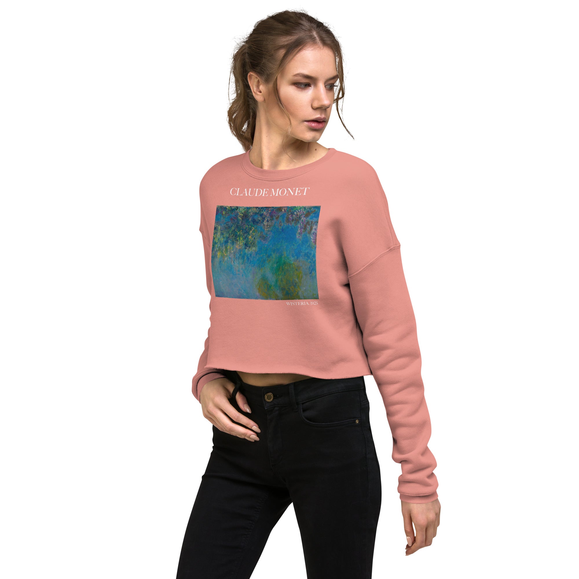 Claude Monet 'Wisteria' Famous Painting Cropped Sweatshirt | Premium Art Cropped Sweatshirt