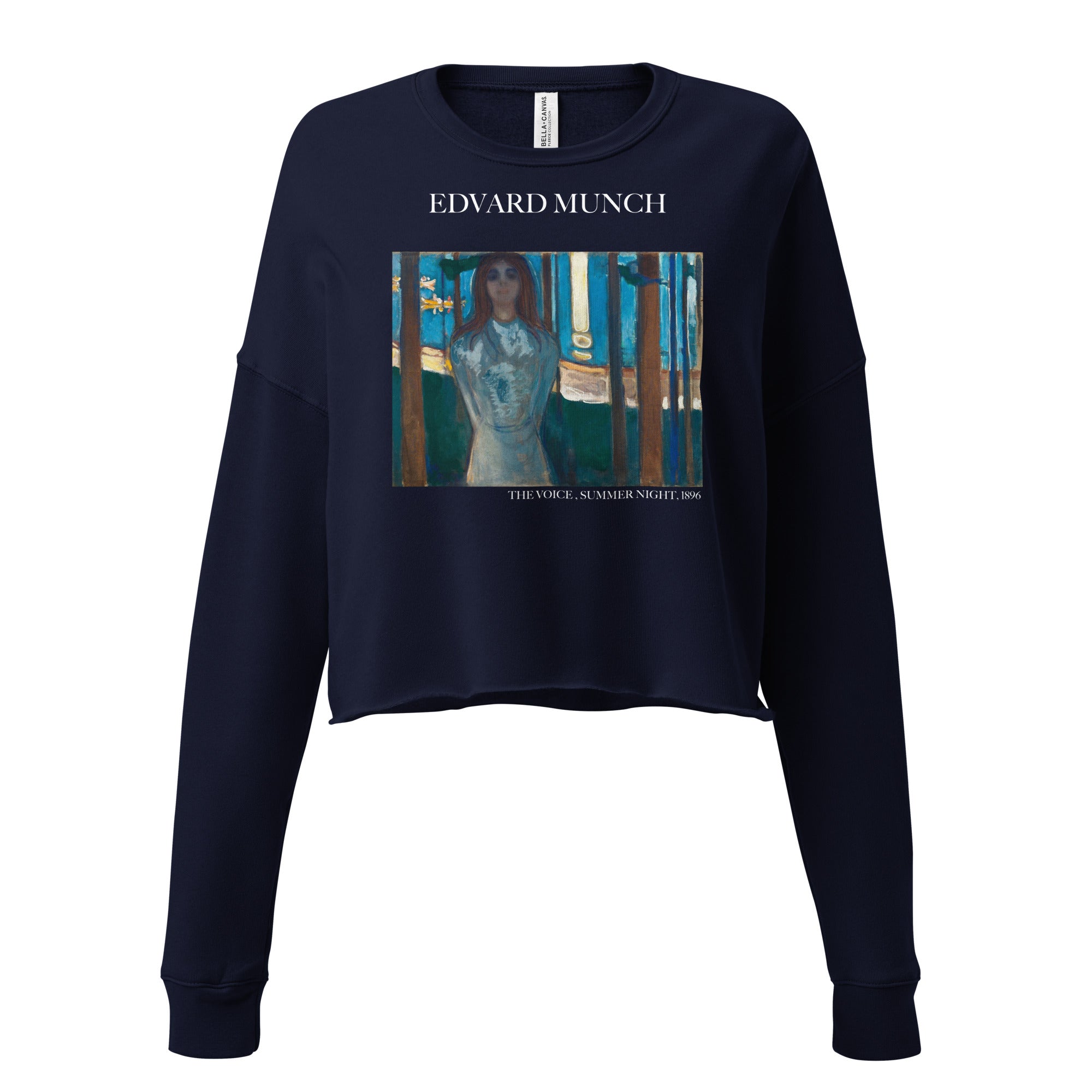 Kurzes Sweatshirt „Die Stimme, Sommernacht“ von Edvard Munch, berühmtes Gemälde | Kurzes Sweatshirt „Premium Art“
