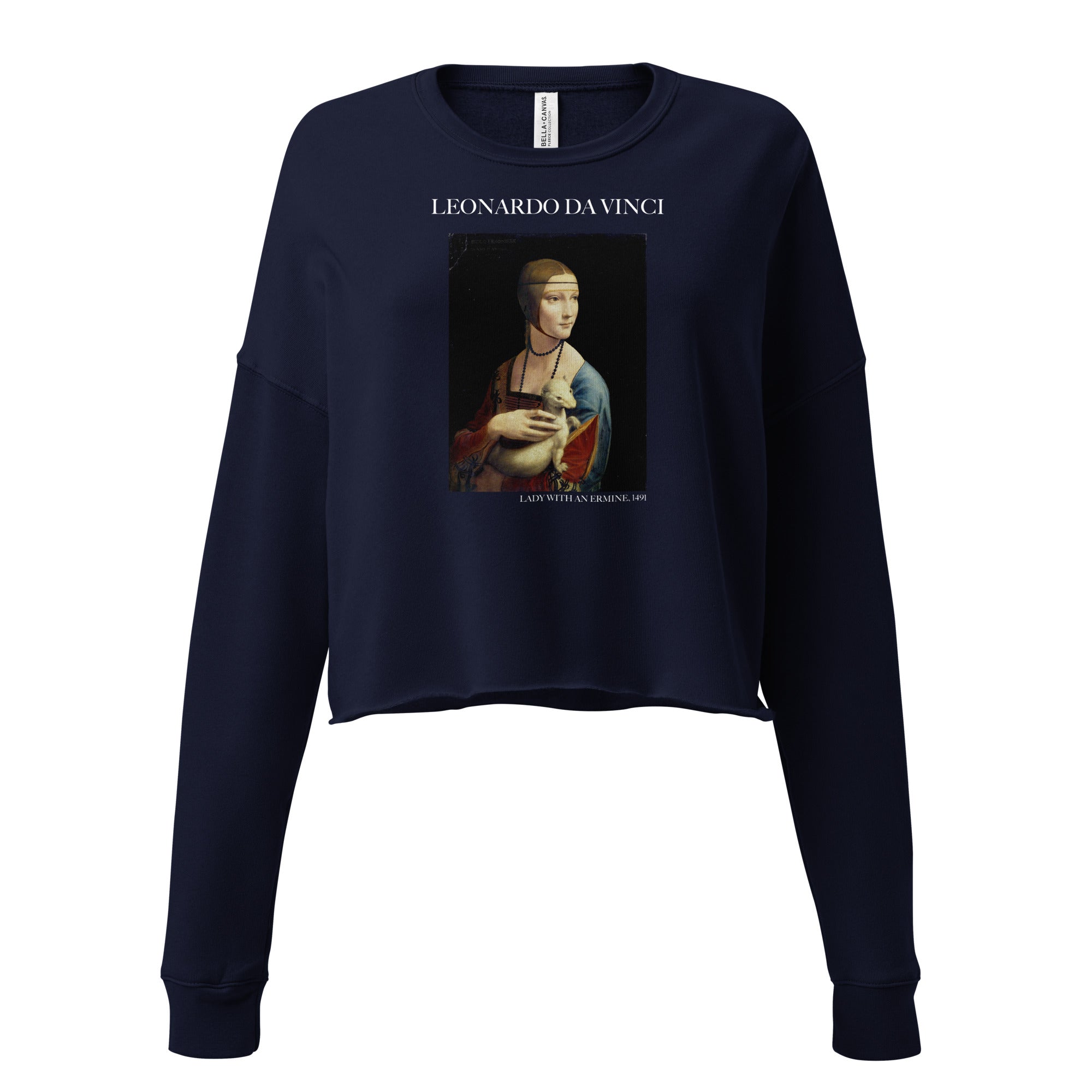 Leonardo da Vinci 'Lady with an Ermine' Famous Painting Cropped Sweatshirt | Premium Art Cropped Sweatshirt