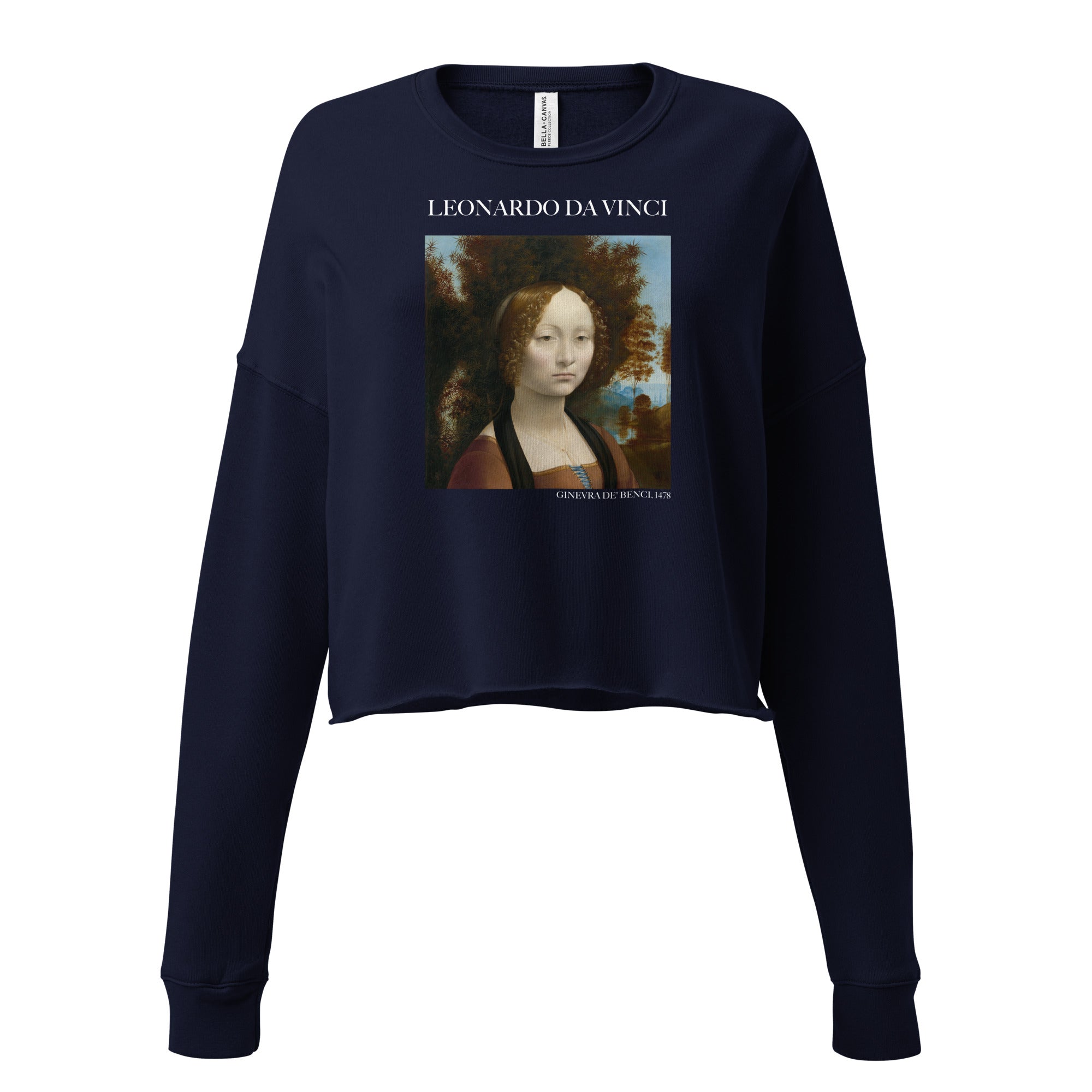 Leonardo da Vinci 'Ginevra de' Benci' Famous Painting Cropped Sweatshirt | Premium Art Cropped Sweatshirt