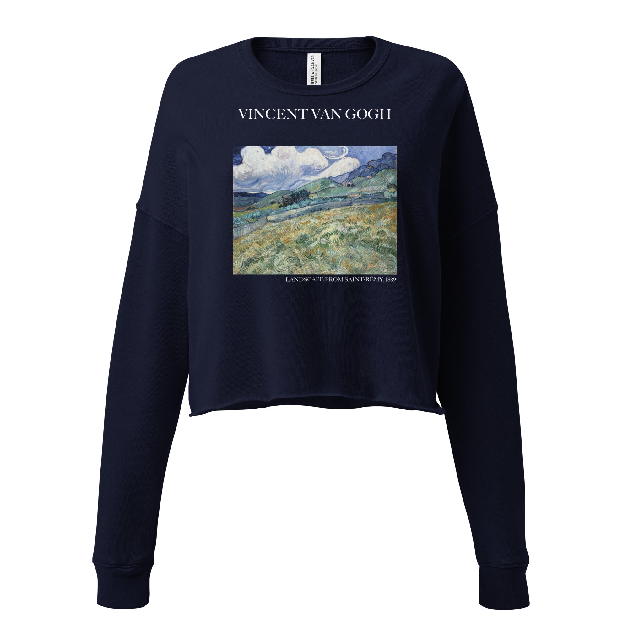 Vincent van Gogh 'Landscape from Saint-Rémy' Famous Painting Cropped Sweatshirt | Premium Art Cropped Sweatshirt