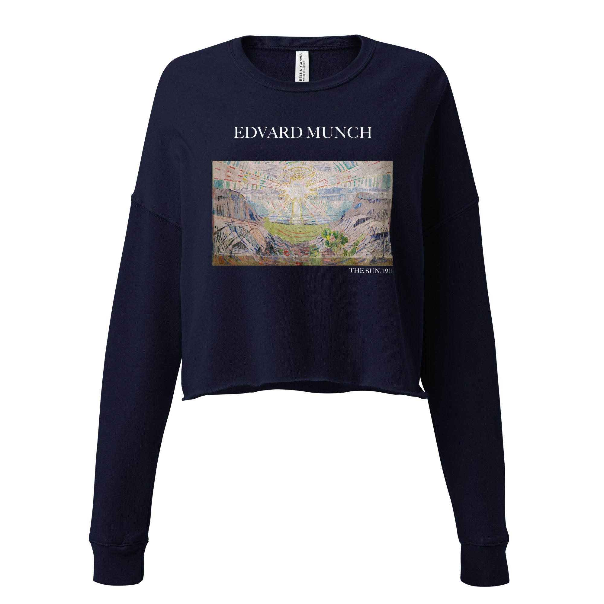 Kurzes Sweatshirt „Die Sonne“ von Edvard Munch, berühmtes Gemälde | Kurzes Sweatshirt „Premium Art“