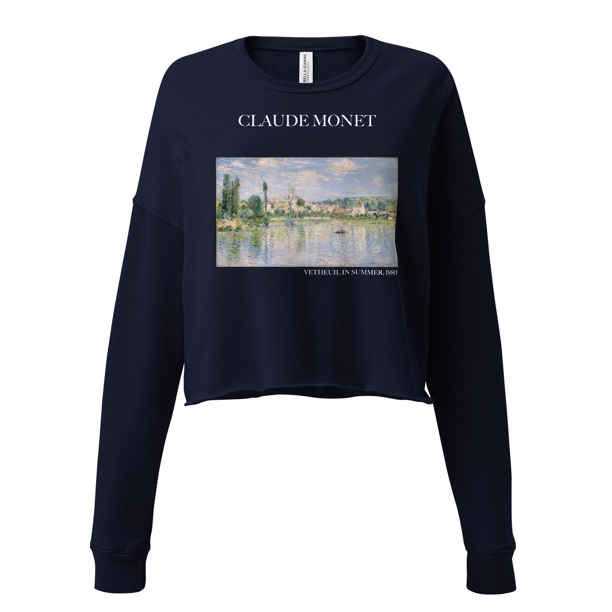 Claude Monet 'Vetheuil in Summer' Famous Painting Cropped Sweatshirt | Premium Art Cropped Sweatshirt