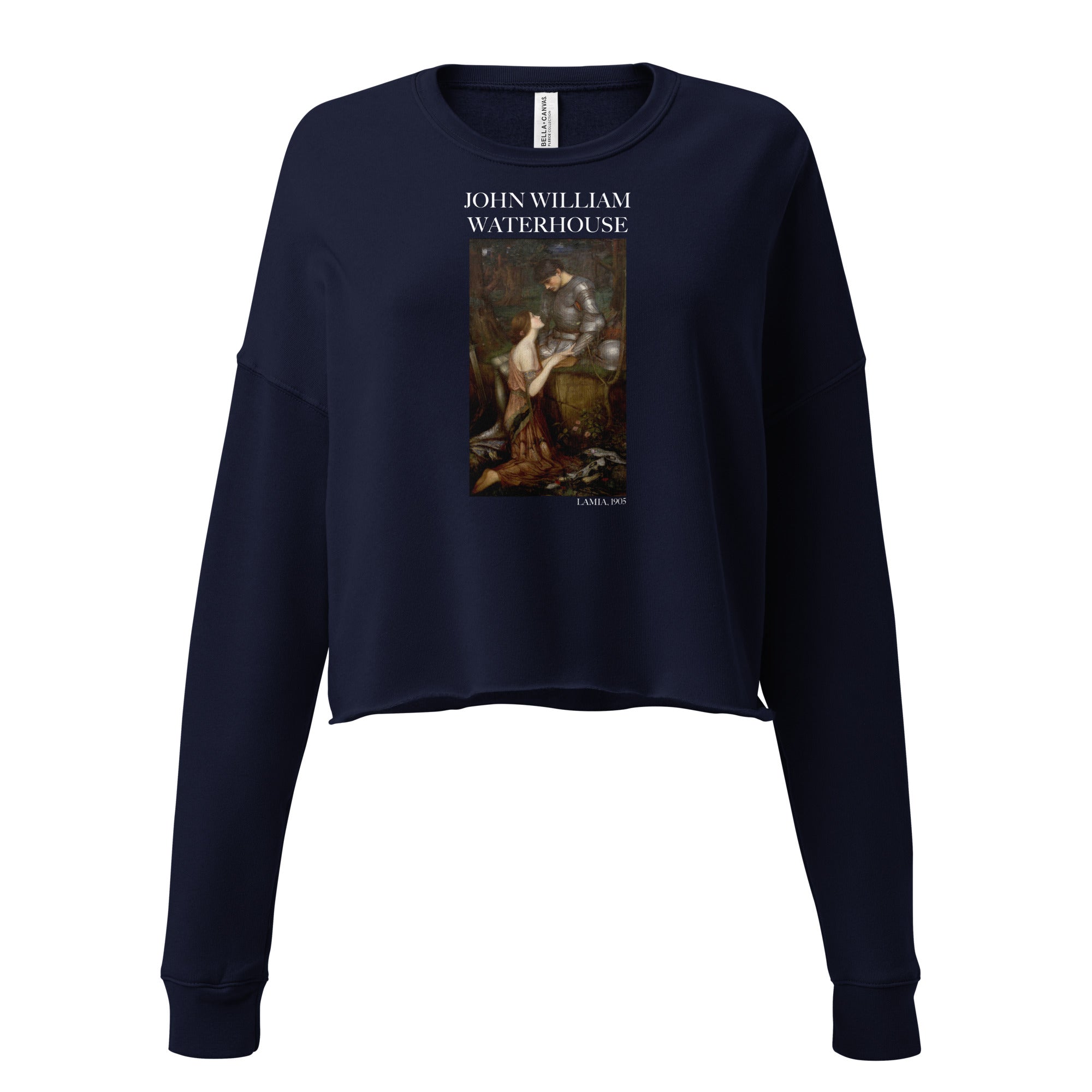 John William Waterhouse 'Lamia' Famous Painting Cropped Sweatshirt | Premium Art Cropped Sweatshirt