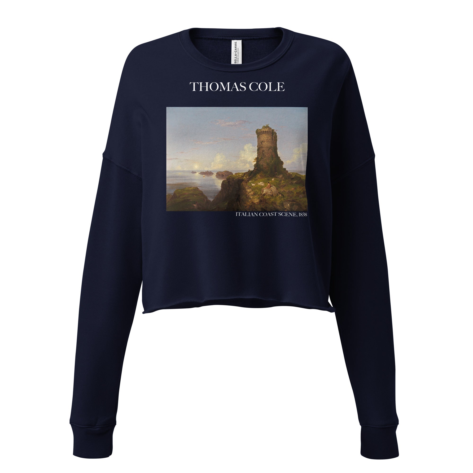 Thomas Cole 'Italian Coast Scene' Famous Painting Cropped Sweatshirt | Premium Art Cropped Sweatshirt