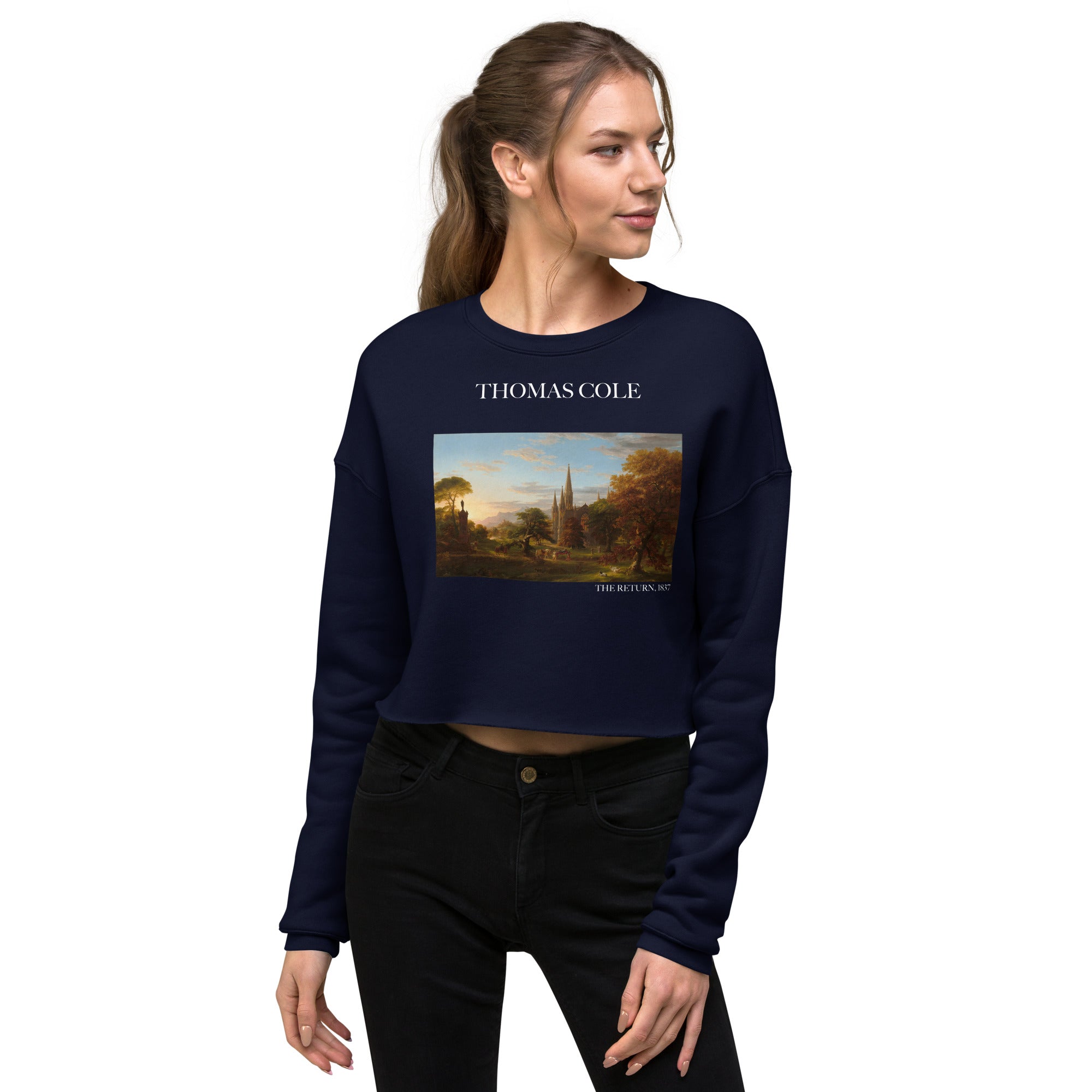 Thomas Cole 'The Return' Famous Painting Cropped Sweatshirt | Premium Art Cropped Sweatshirt