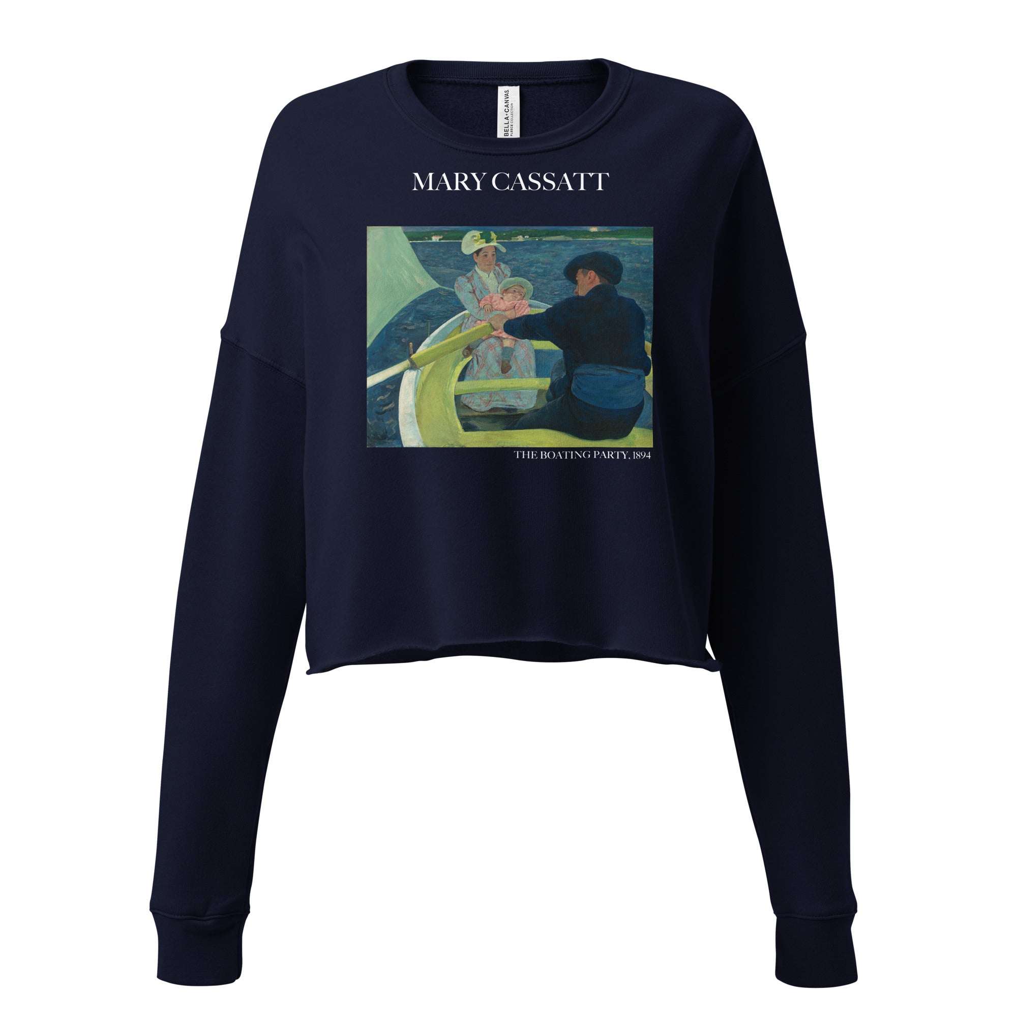 Kurzes Sweatshirt mit berühmtem Gemälde „The Boating Party“ von Mary Cassatt | Kurzes Sweatshirt mit Premium-Kunstmotiv