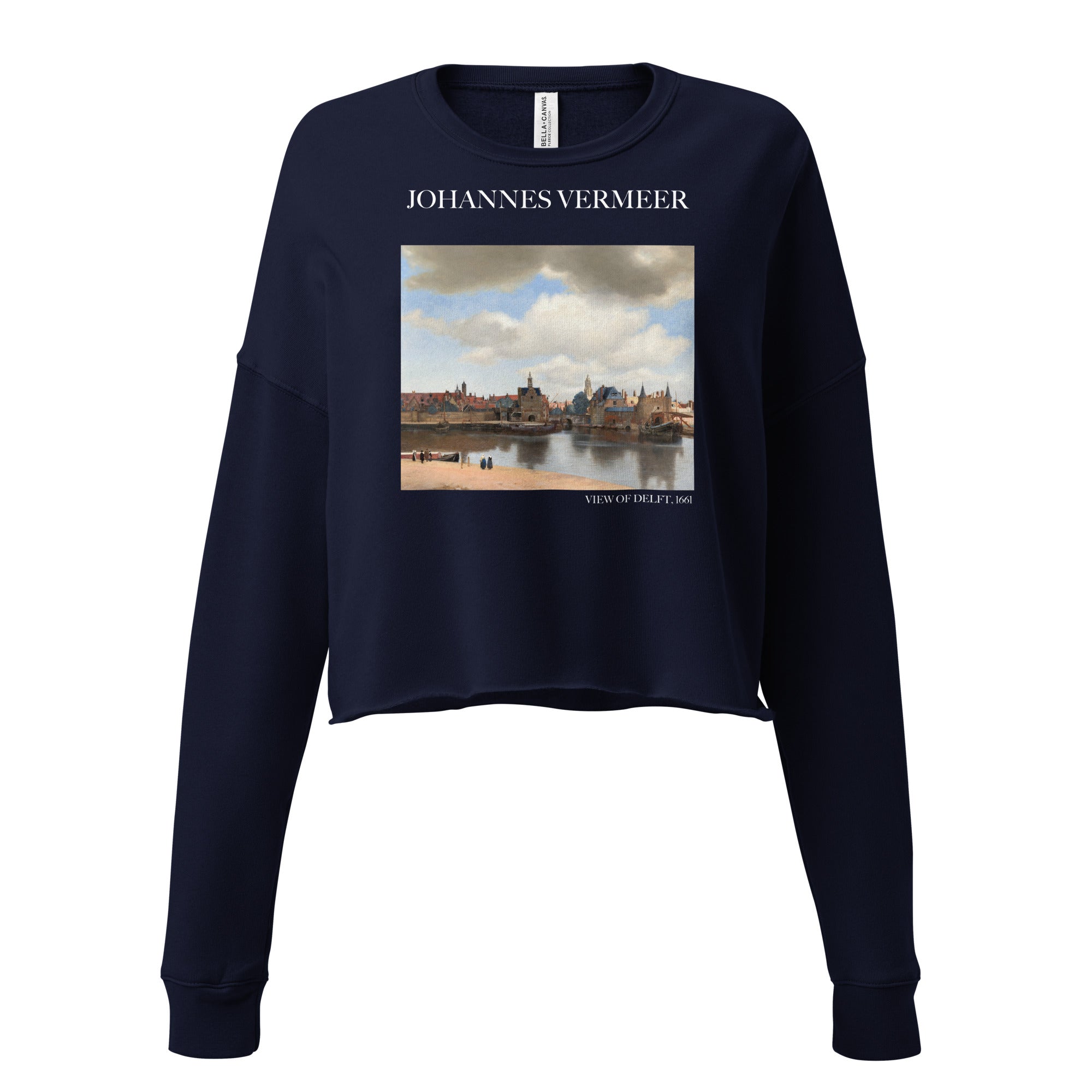 Johannes Vermeer 'View of Delft' Famous Painting Cropped Sweatshirt | Premium Art Cropped Sweatshirt