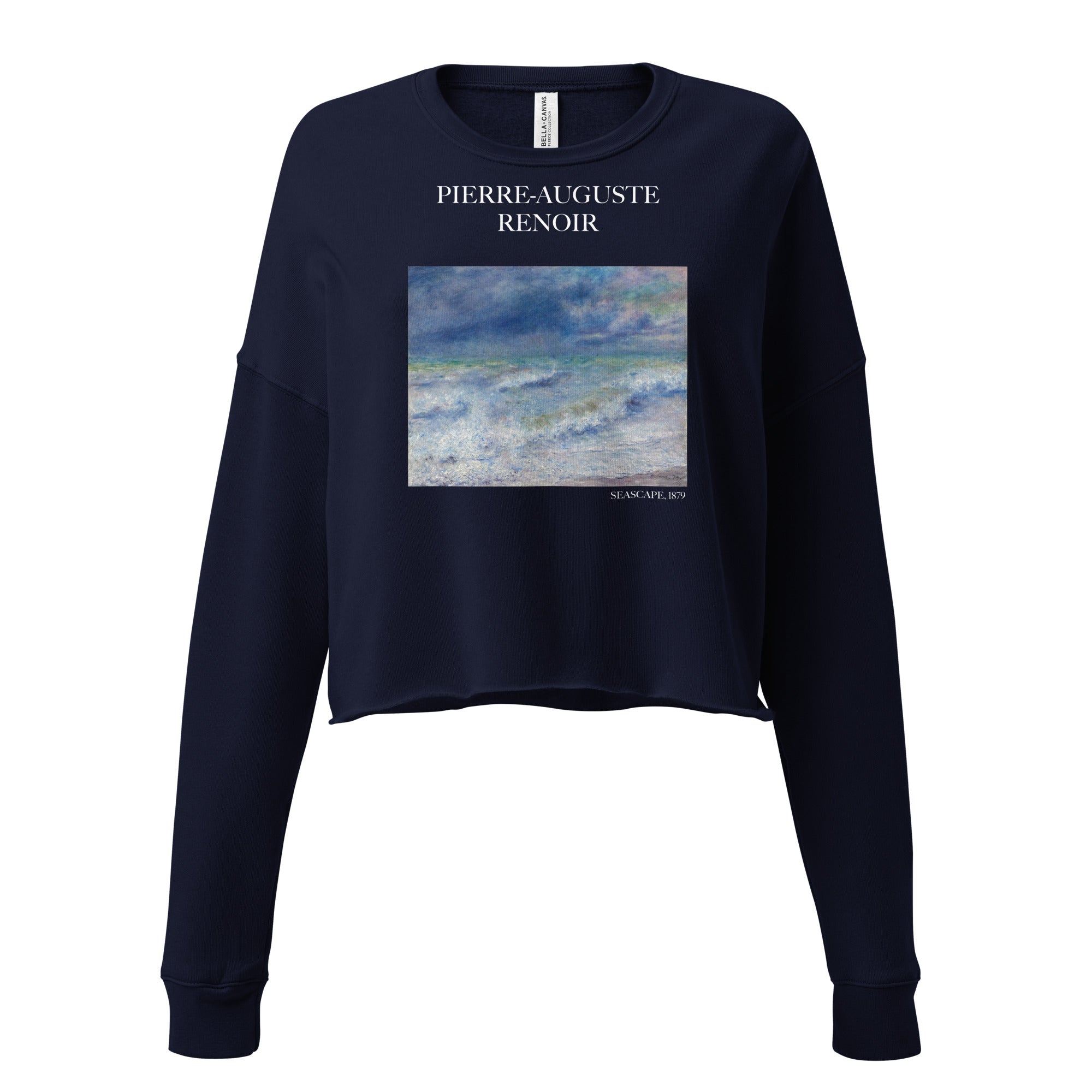 Pierre-Auguste Renoir 'Seascape' Famous Painting Cropped Sweatshirt | Premium Art Cropped Sweatshirt