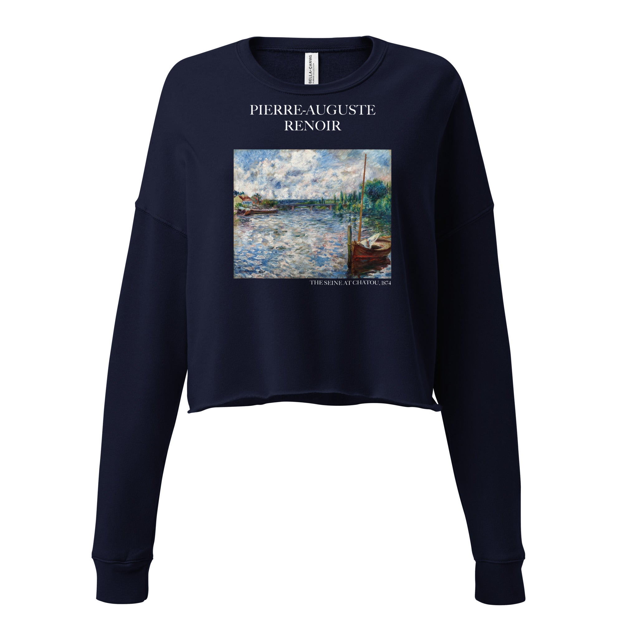 Pierre-Auguste Renoir 'The Seine at Chatou' Famous Painting Cropped Sweatshirt | Premium Art Cropped Sweatshirt