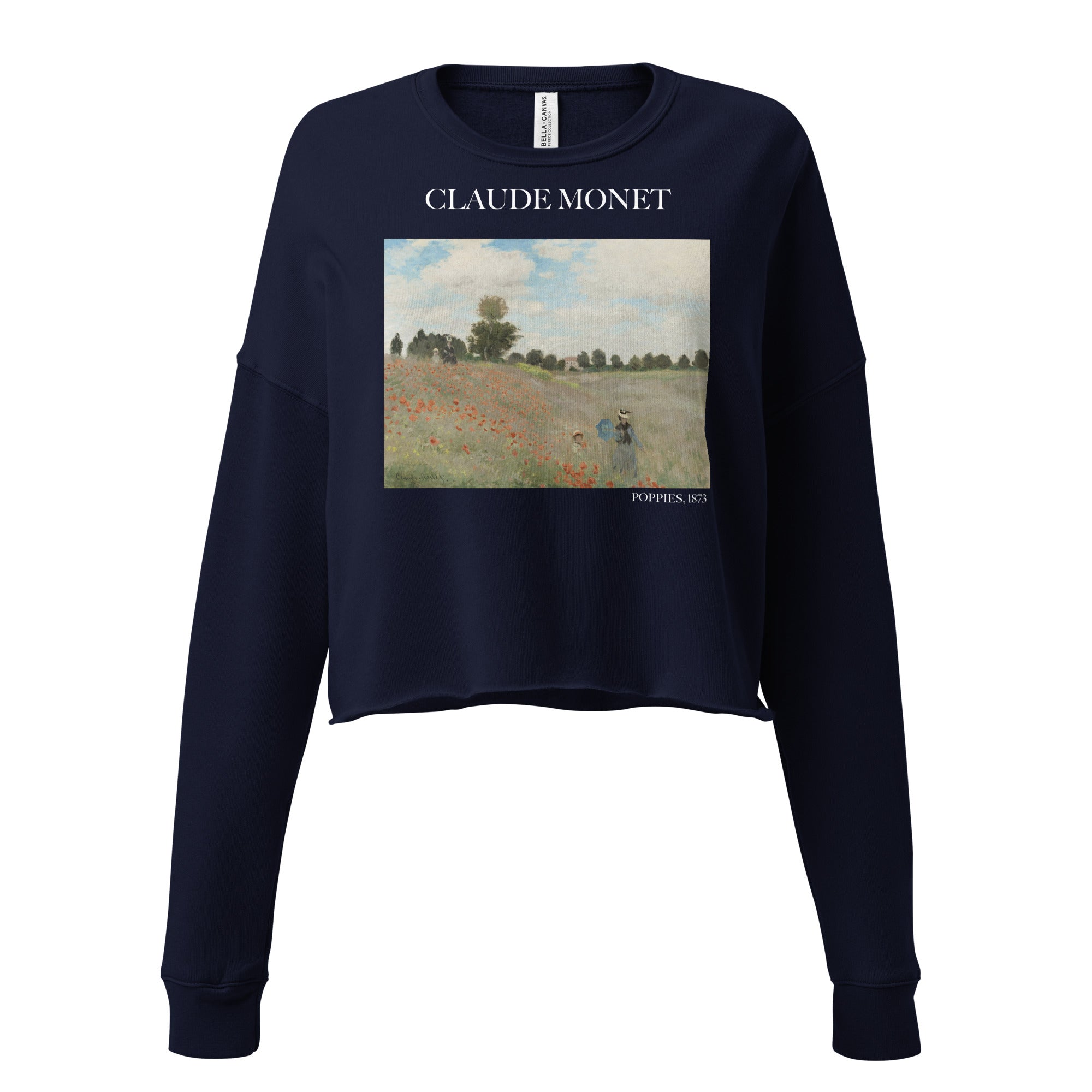 Claude Monet 'Poppies' Famous Painting Cropped Sweatshirt | Premium Art Cropped Sweatshirt