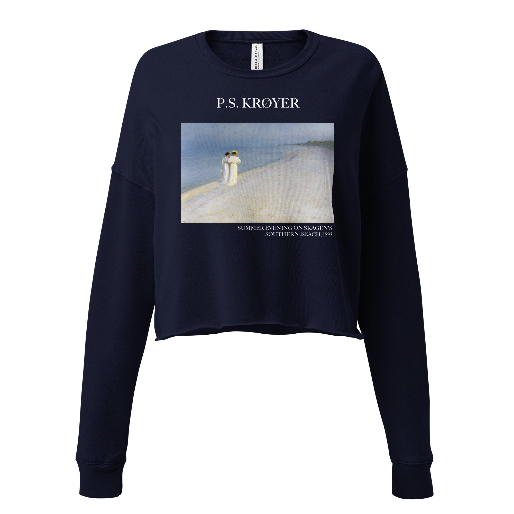 P.S. Krøyer 'Summer Evening on Skagen's Southern Beach' Famous Painting Cropped Sweatshirt | Premium Art Cropped Sweatshirt