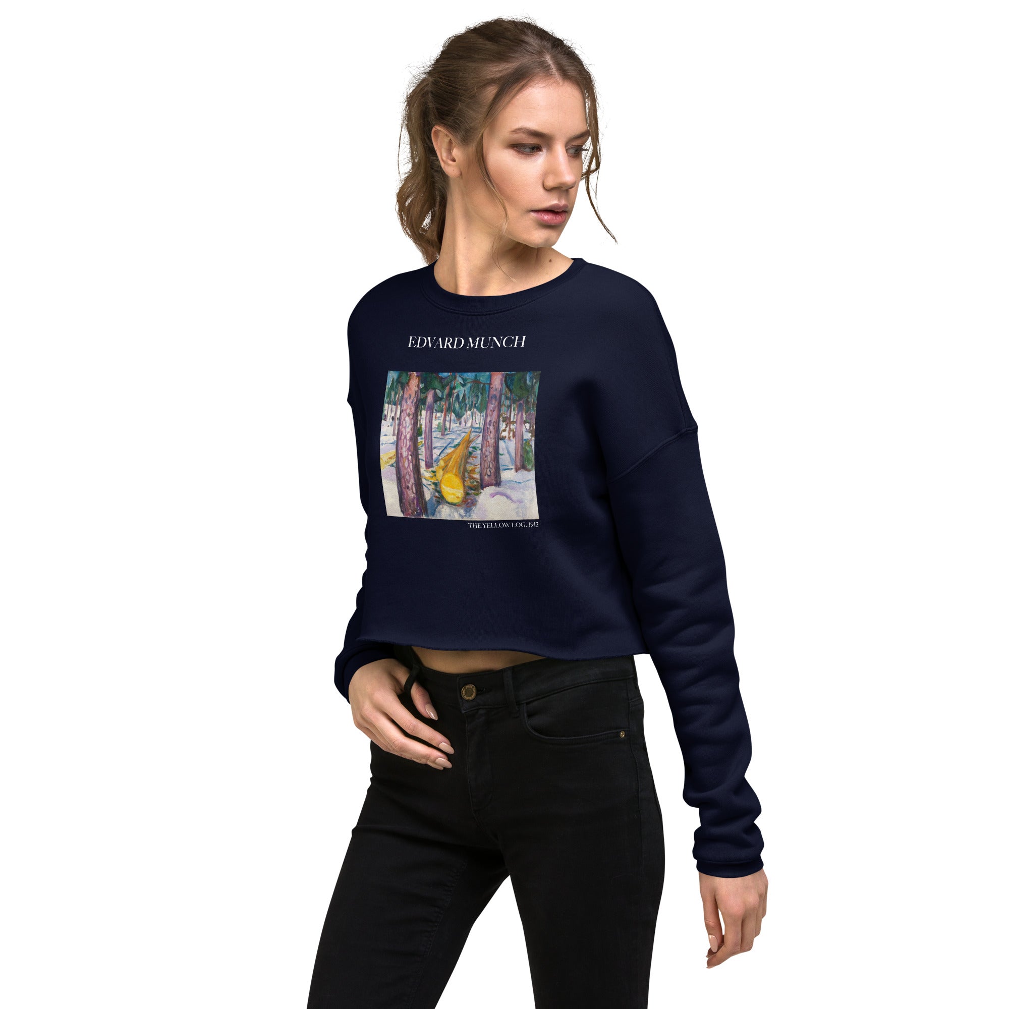 Edvard Munch 'The Yellow Log' Famous Painting Cropped Sweatshirt | Premium Art Cropped Sweatshirt