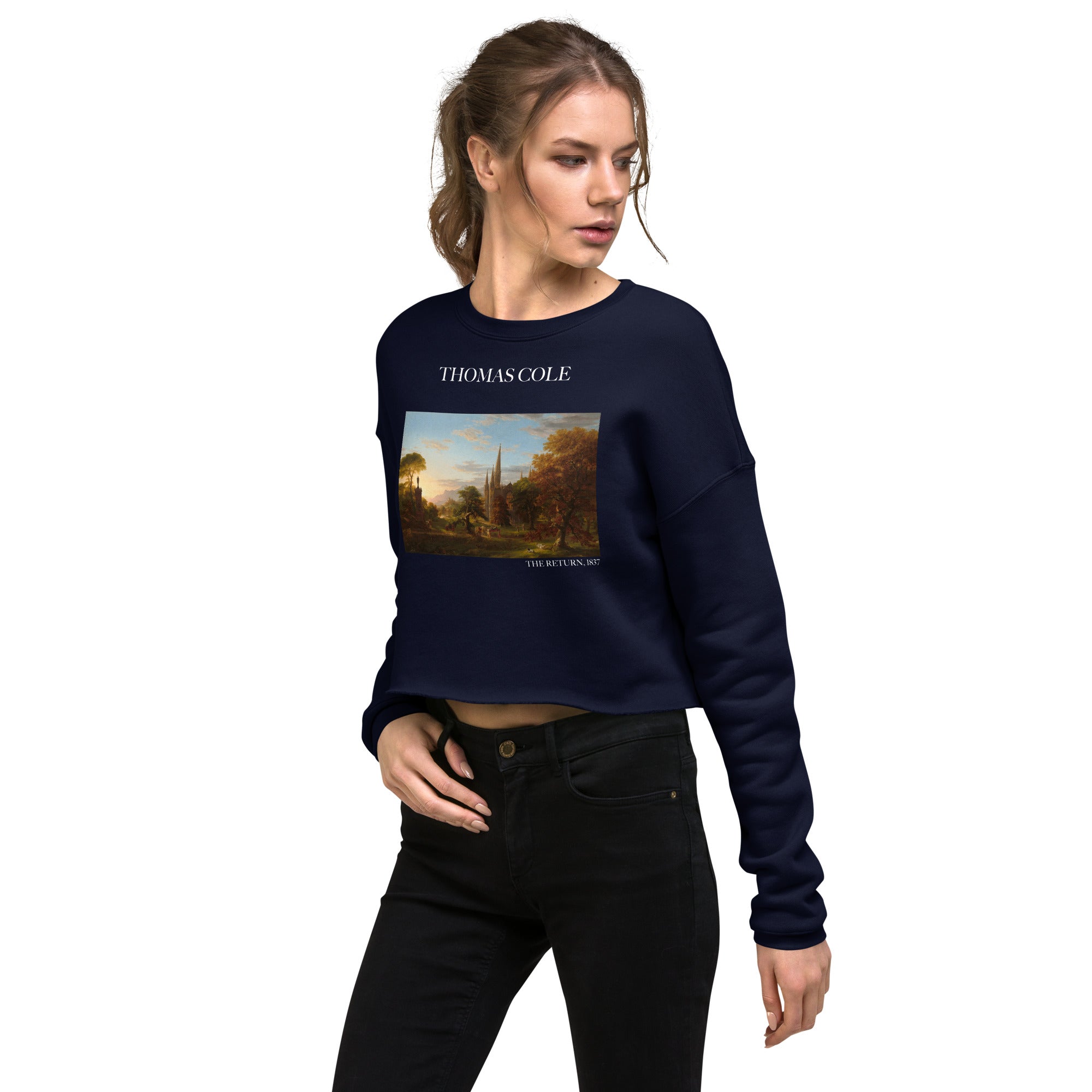 Thomas Cole 'The Return' Famous Painting Cropped Sweatshirt | Premium Art Cropped Sweatshirt