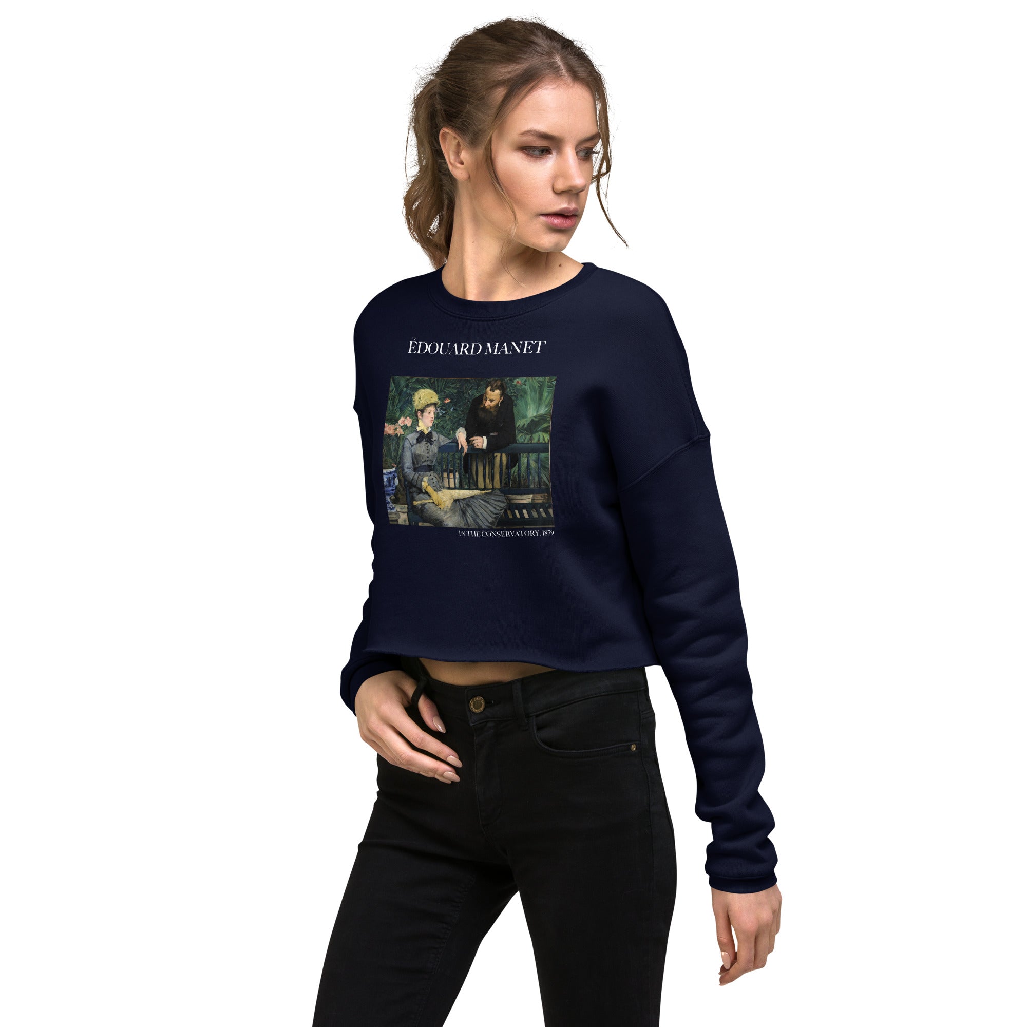 Édouard Manet 'In the Conservatory' Famous Painting Cropped Sweatshirt | Premium Art Cropped Sweatshirt