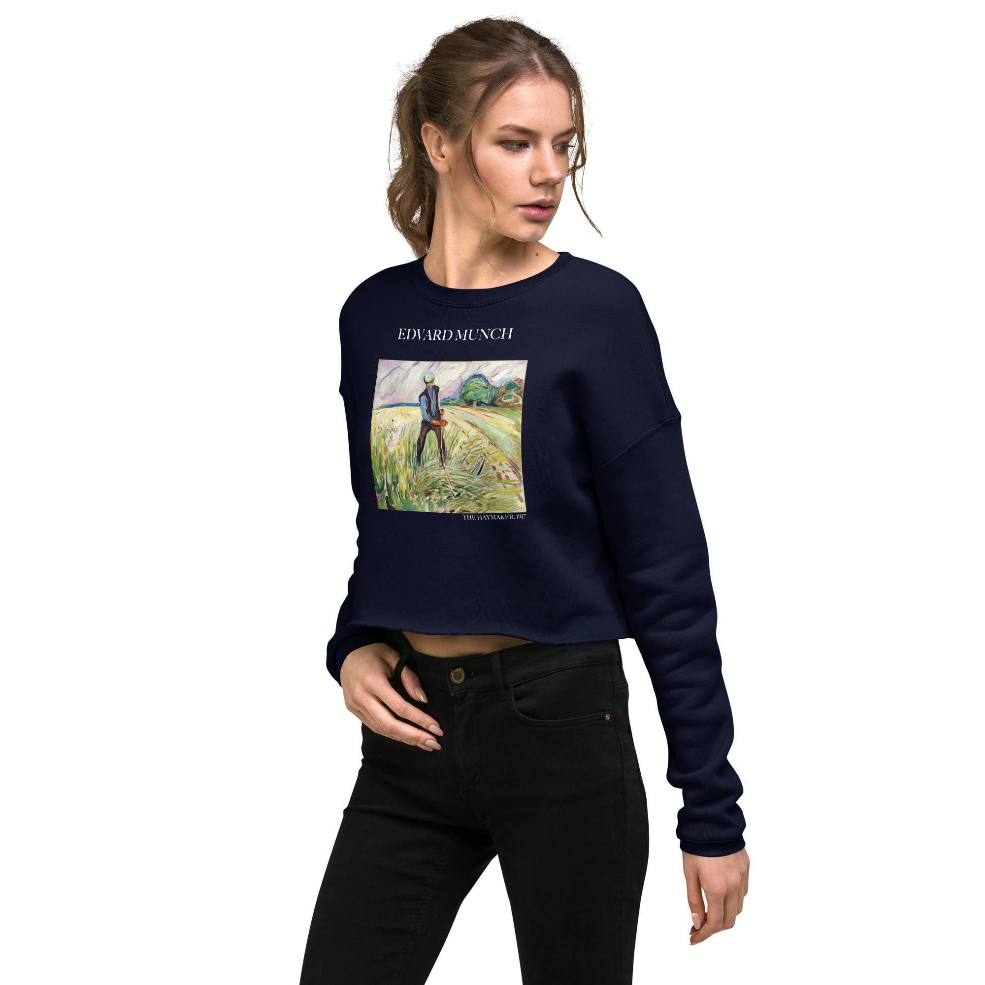 Kurzes Sweatshirt „Der Heumacher“ von Edvard Munch, berühmtes Gemälde | Kurzes Sweatshirt „Premium Art“