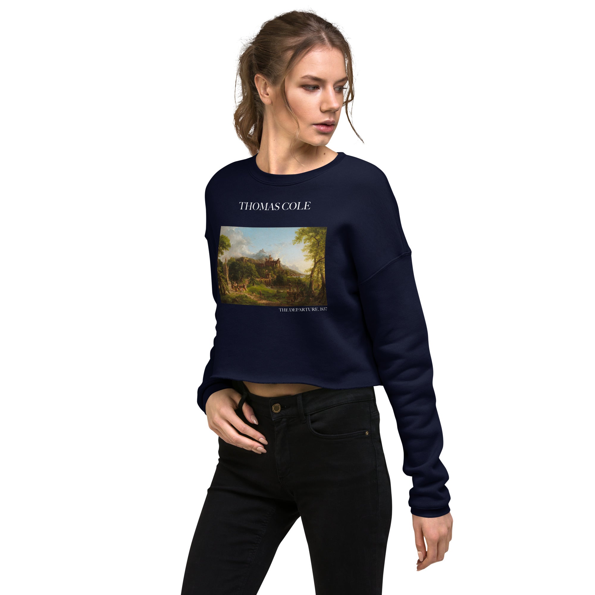 Thomas Cole 'The Departure' Famous Painting Cropped Sweatshirt | Premium Art Cropped Sweatshirt