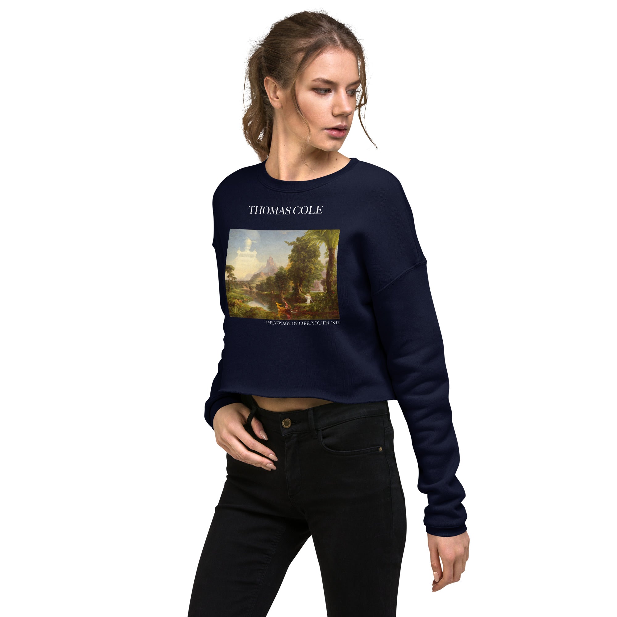 Thomas Cole 'The Voyage of Life: Youth' Famous Painting Cropped Sweatshirt | Premium Art Cropped Sweatshirt