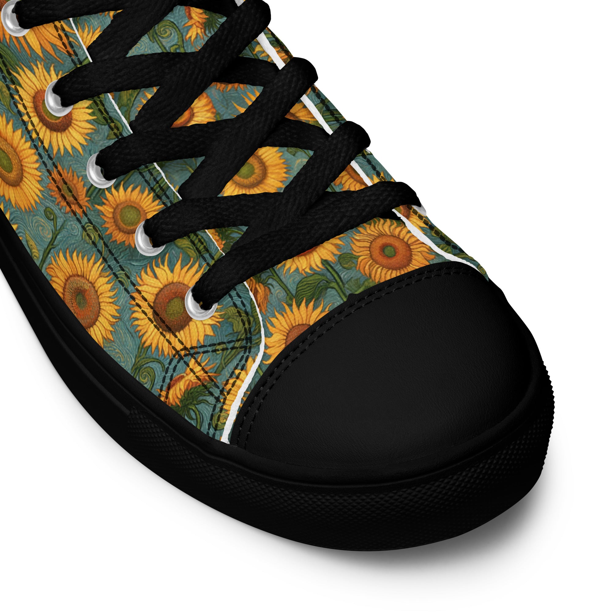 Vincent van Gogh „Sonnenblumen“ High-Top-Schuhe | Hochwertige Art High-Top-Sneaker für Damen