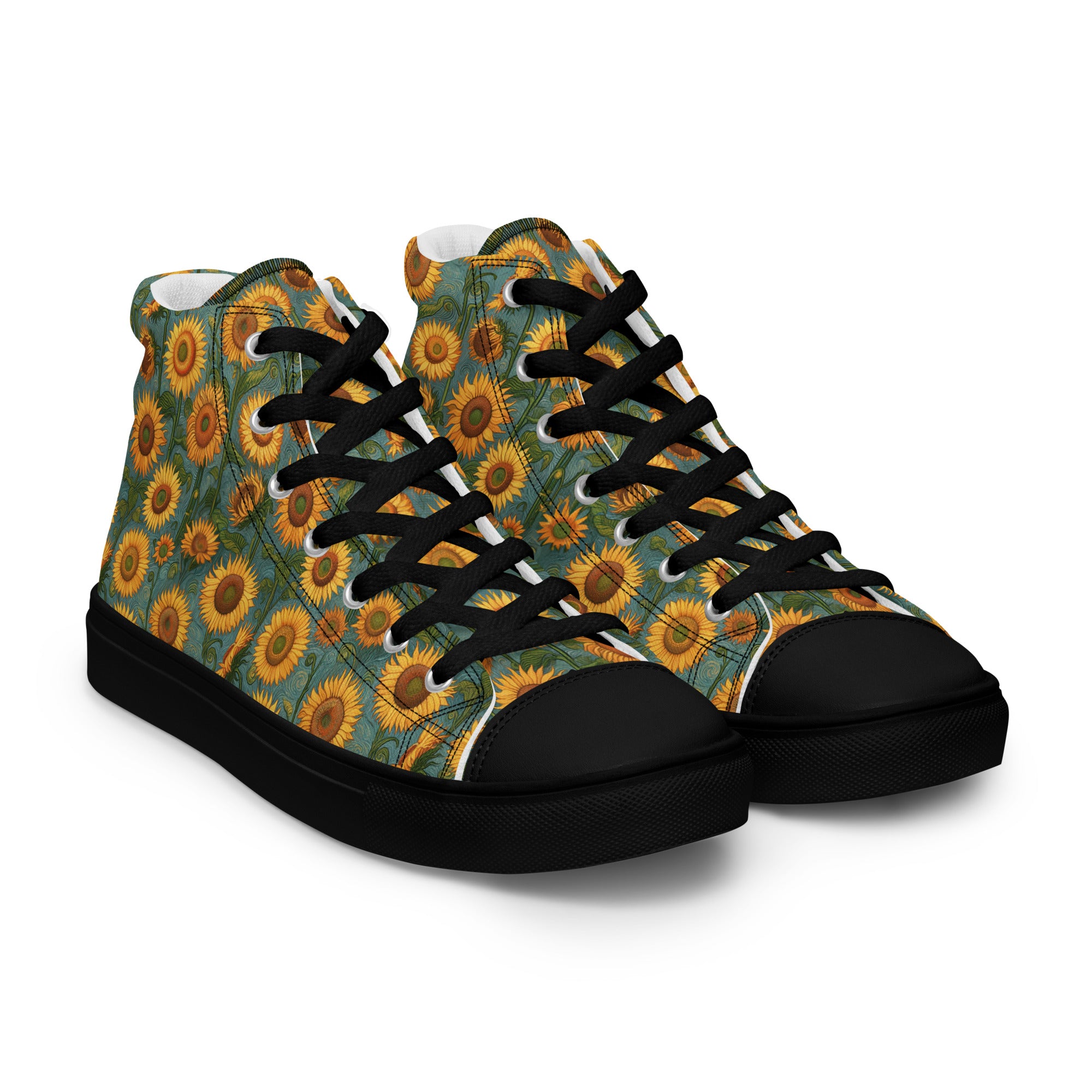 Vincent van Gogh „Sonnenblumen“ High-Top-Schuhe | Hochwertige Art High-Top-Sneaker für Damen