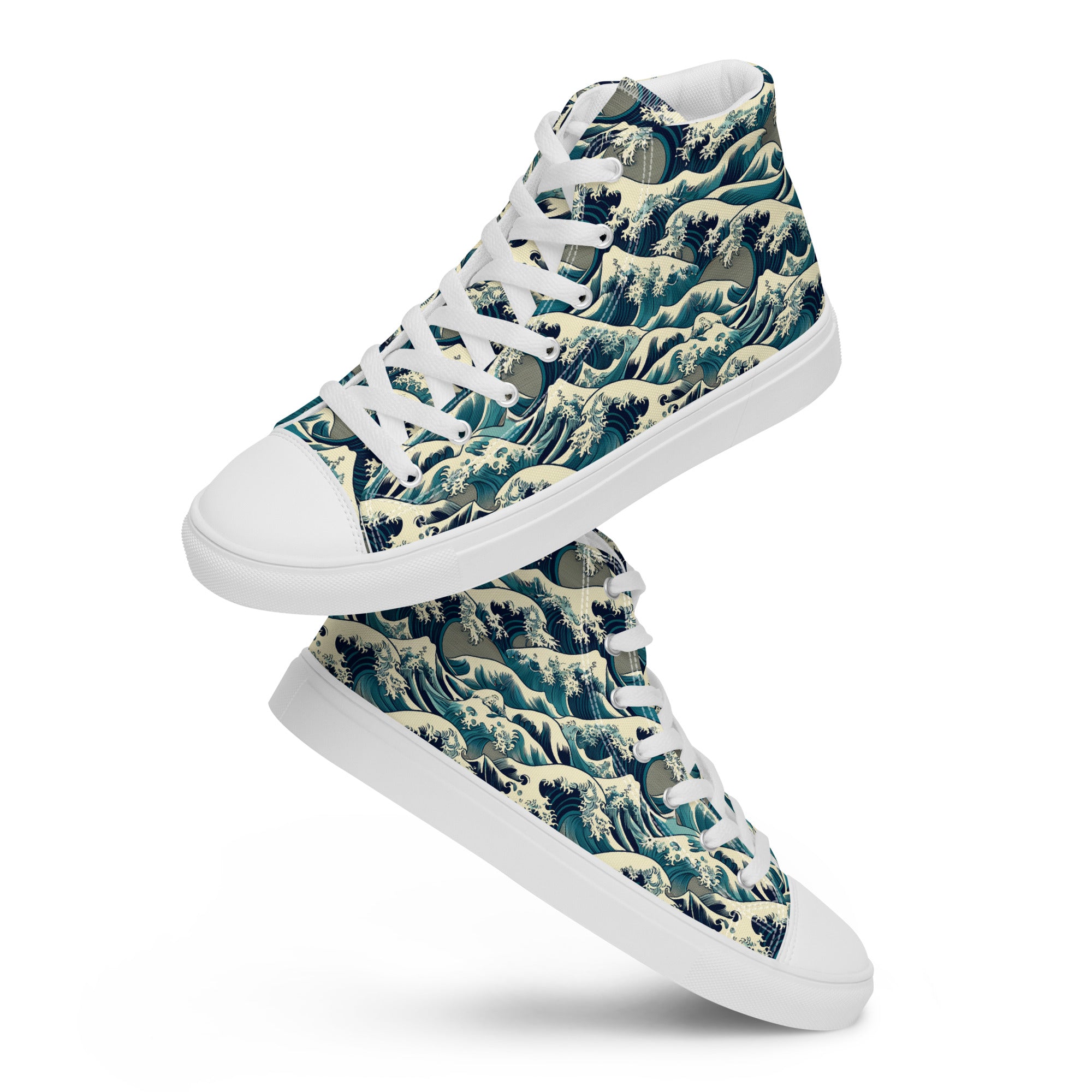 Hokusai „Die große Welle vor Kanagawa“ High-Top-Schuhe | Hochwertige Art High-Top-Sneaker für Damen