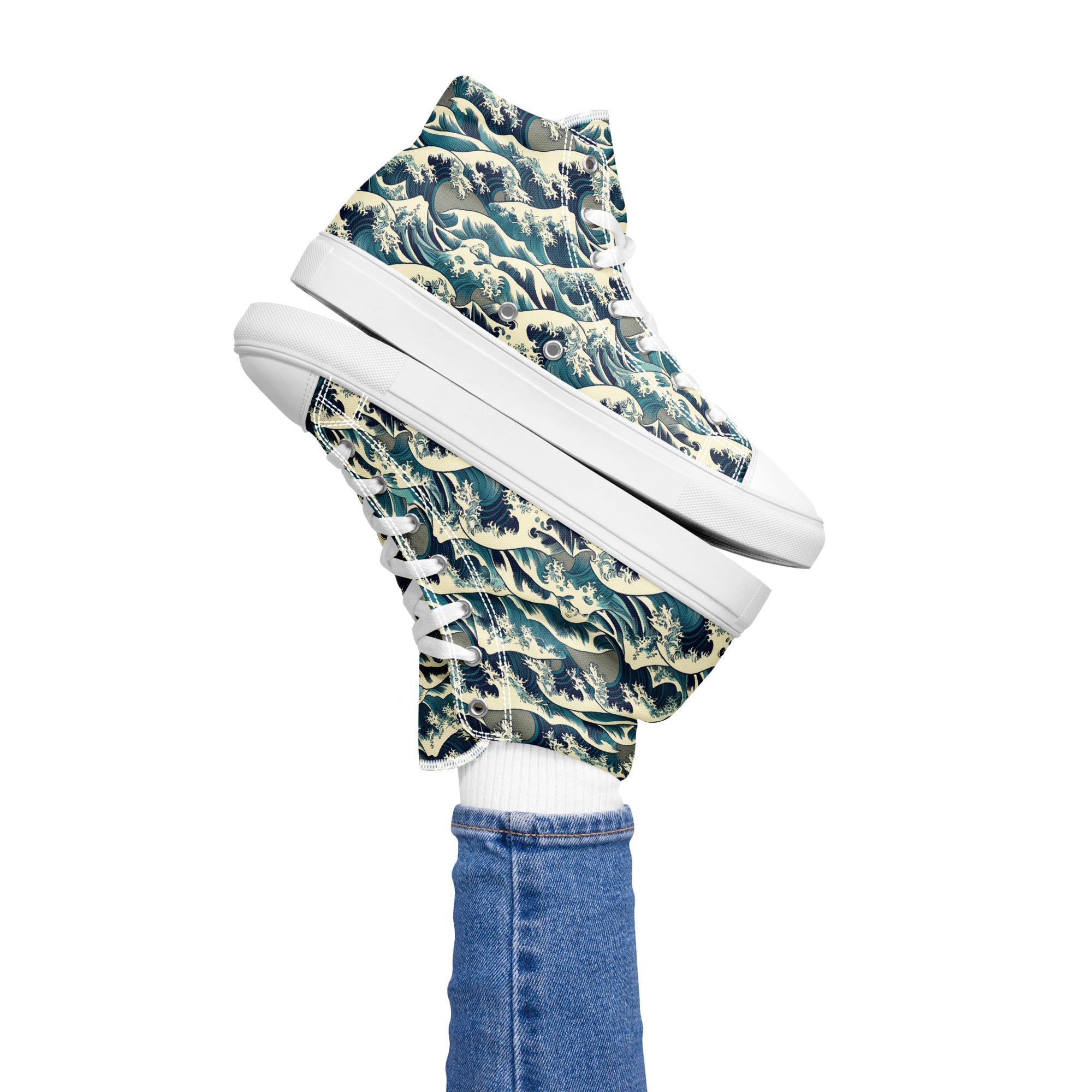 Hokusai „Die große Welle vor Kanagawa“ High-Top-Schuhe | Hochwertige Art High-Top-Sneaker für Damen