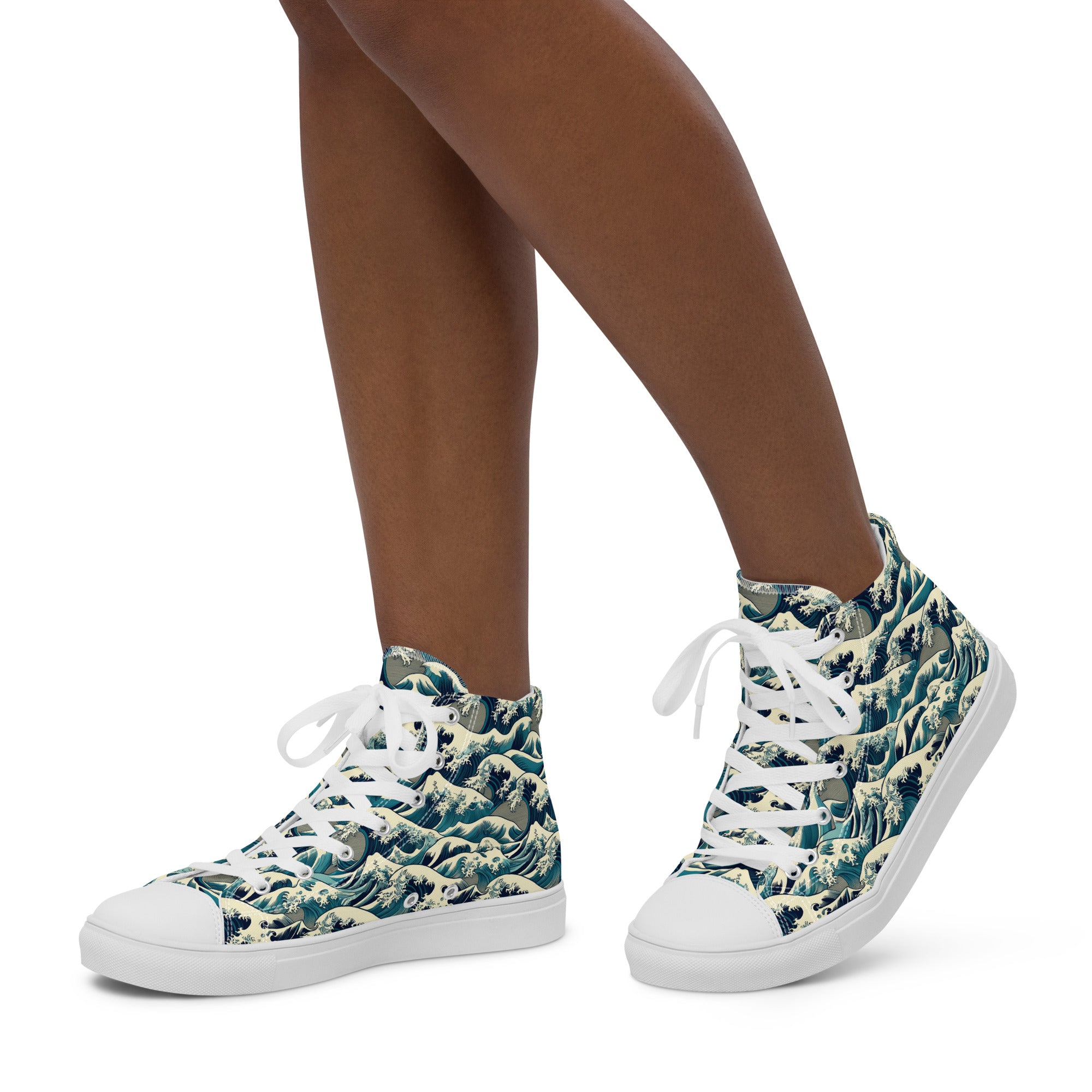 Hokusai „Die große Welle vor Kanagawa“ High-Top-Schuhe | Hochwertige Art High-Top-Sneaker für Damen