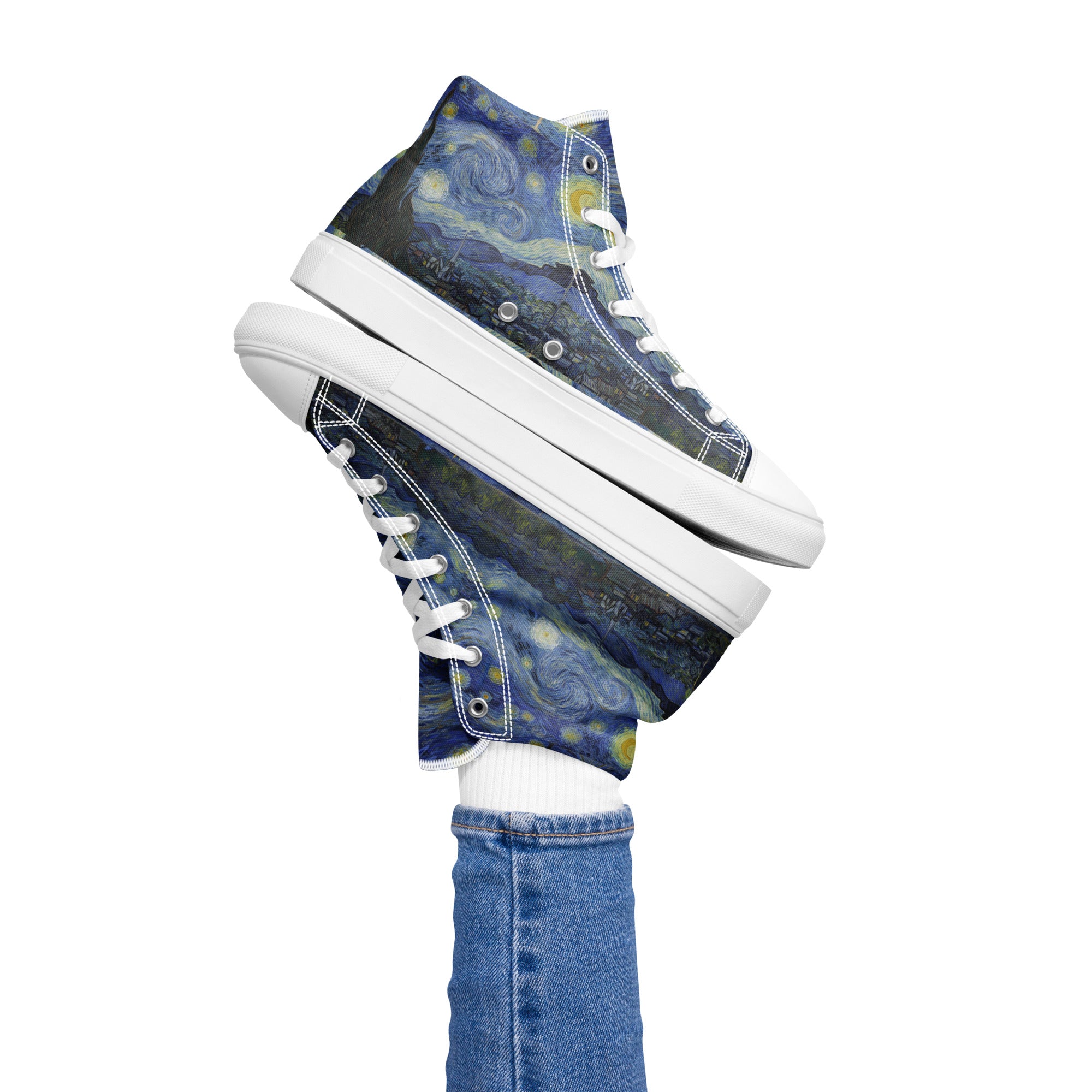 Vincent van Gogh „Sternennacht“ High-Top-Schuhe | Hochwertige Art High-Top-Sneaker für Damen