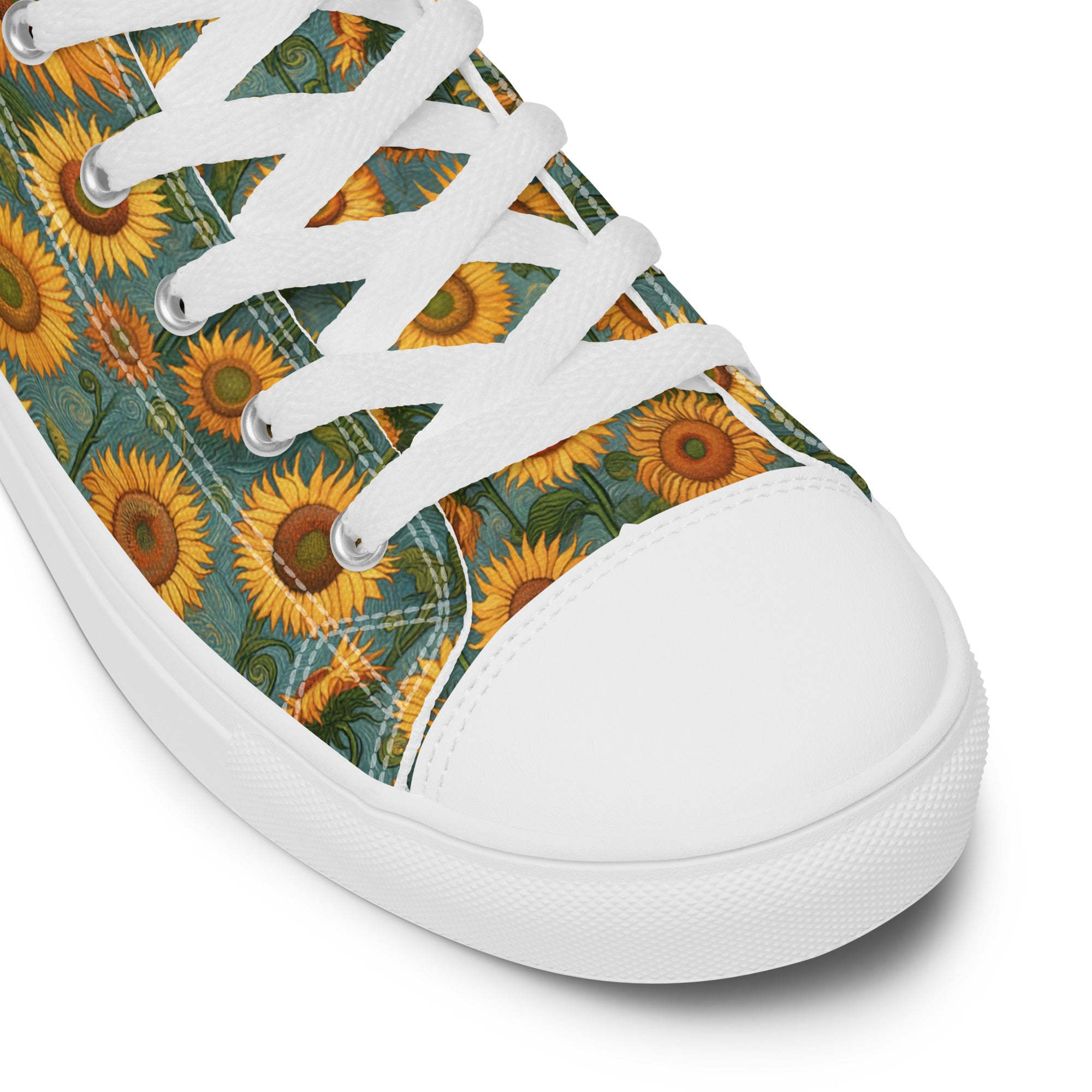 Vincent van Gogh „Sonnenblumen“ High-Top-Schuhe | Hochwertige Art High-Top-Sneaker für Damen