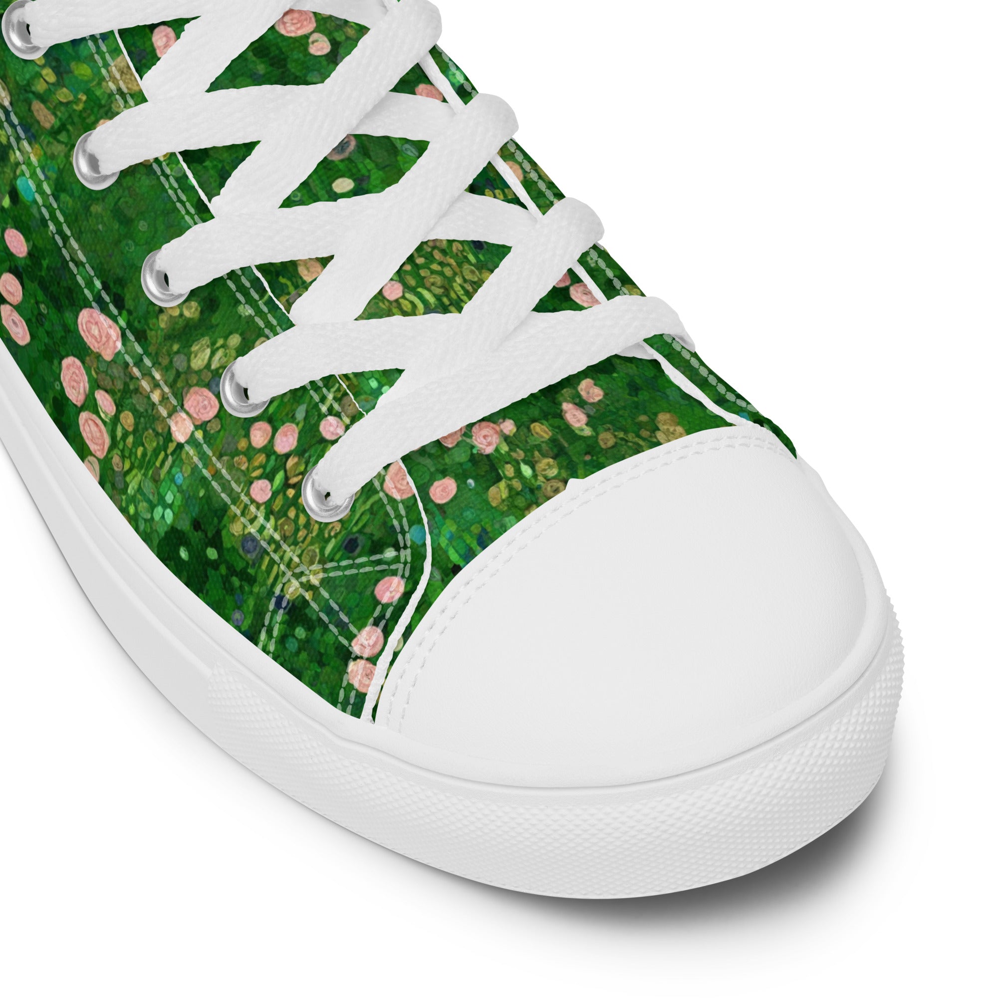 Gustav Klimt „Rosenbüsche unter den Bäumen“ High Top Schuhe | Hochwertige Art High Top Sneakers für Damen