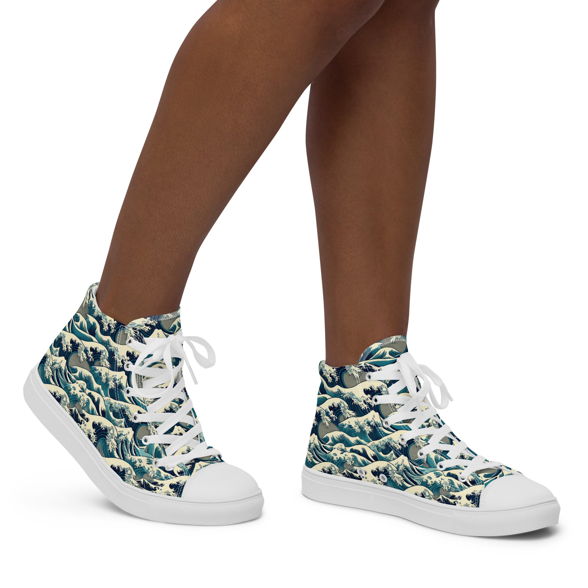 Hokusai „Die große Welle vor Kanagawa“ High-Top-Schuhe | Hochwertige Art High-Top-Sneaker für Damen