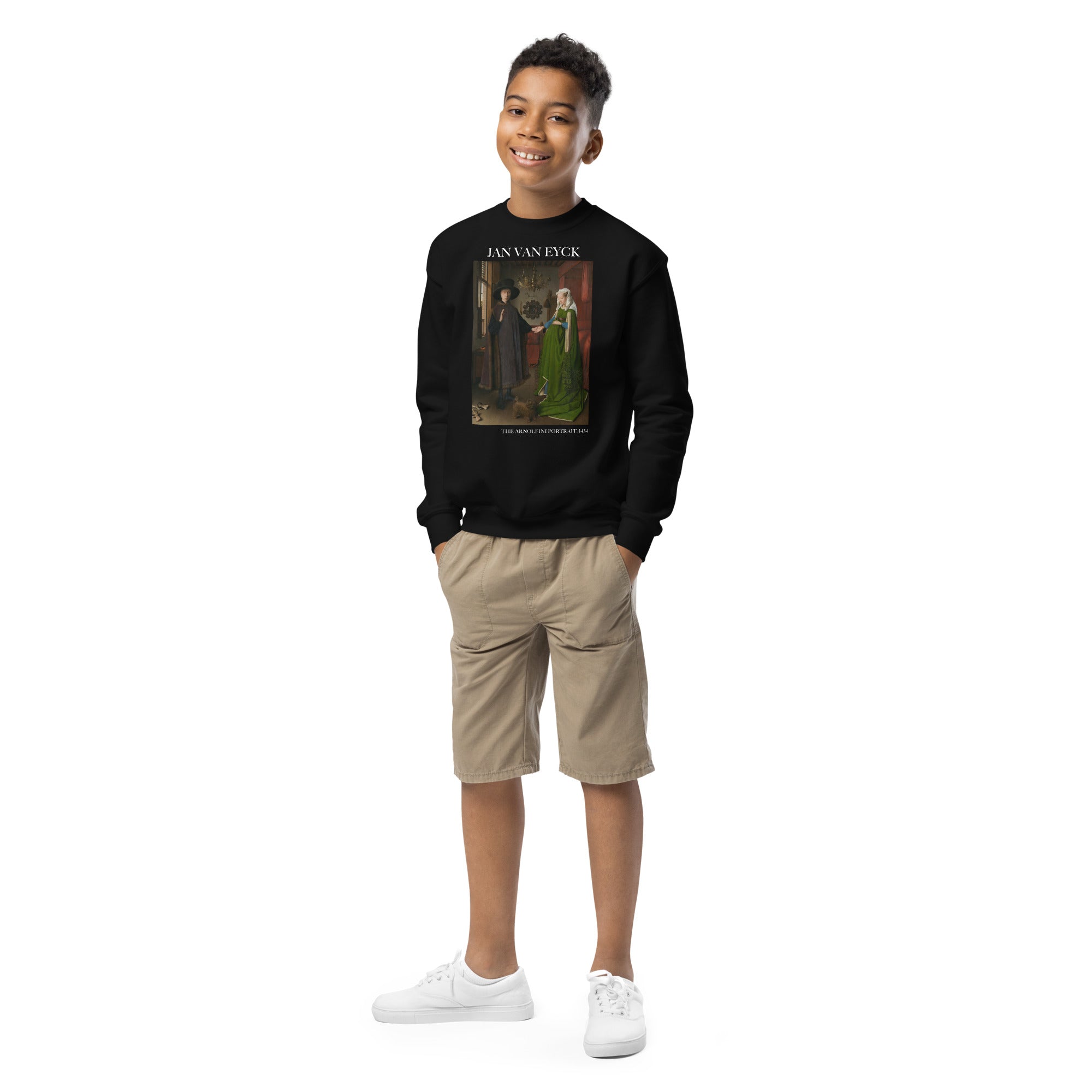 Jan van Eyck 'The Arnolfini Portrait' Famous Painting Crewneck Sweatshirt | Premium Youth Art Sweatshirt